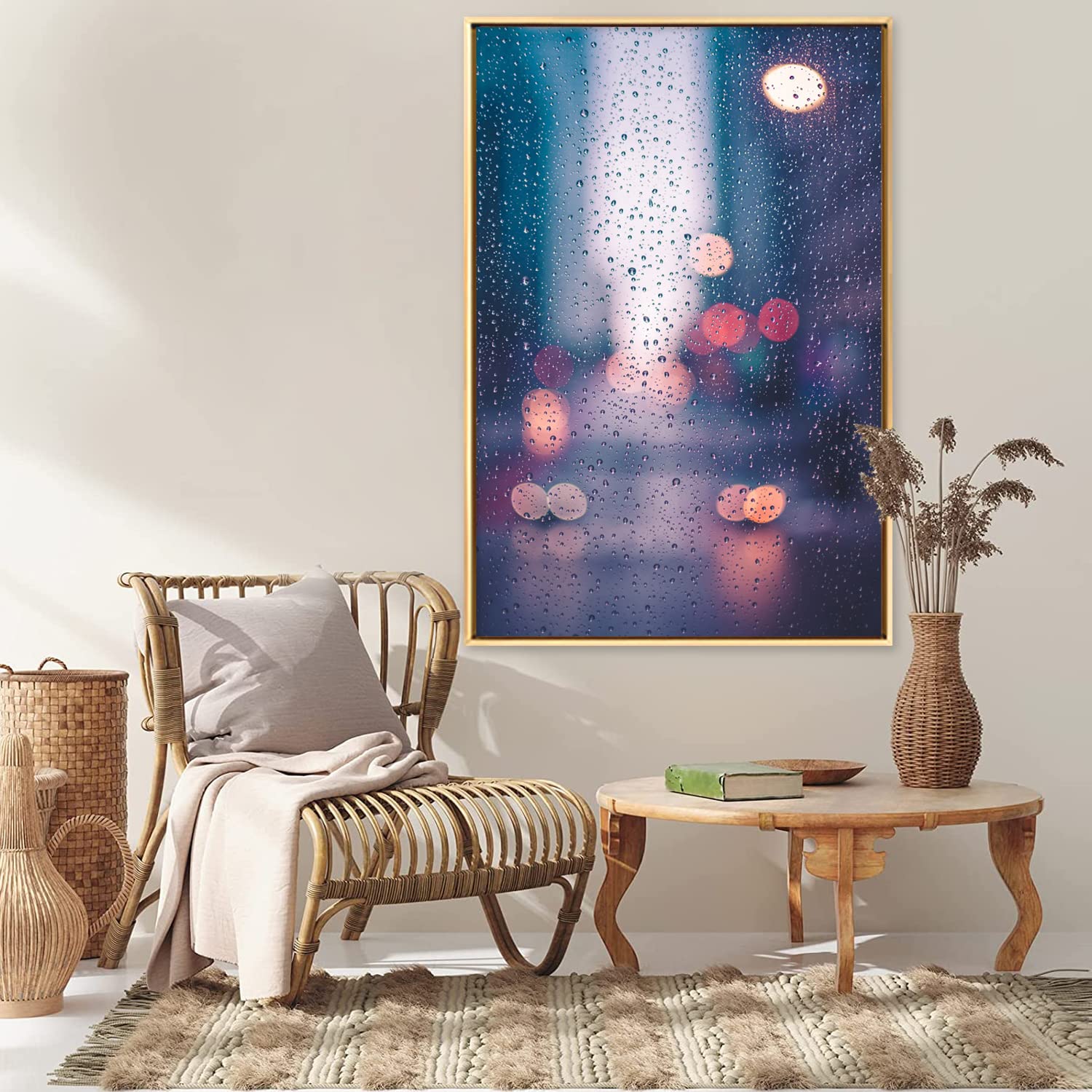 Amazon.co.jp: 絵画 窓の外は雨ですインテリア 絵画 現代アートパネル