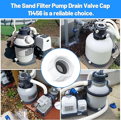 Miniatura 7 de 11456 Tapa de válvula de drenaje de piscina con junta tórica para bomba de filtro de arena, compatible con Intex 11456, tapa de drenaje de filtro de