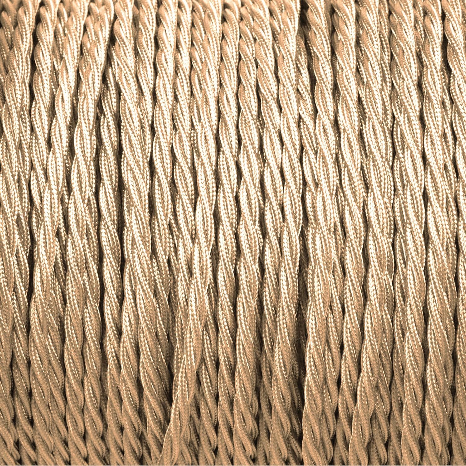 PRE-CUT 3 Meter Length Vintage Styled British Gold Coloured Cloth Covered Braided Twist Flex - Electric Cable 3 Core Electrical Wire 8Amp Lighting Flex 0.75mm² Antique Gold Flex Lightning Lamp Cord — image 1