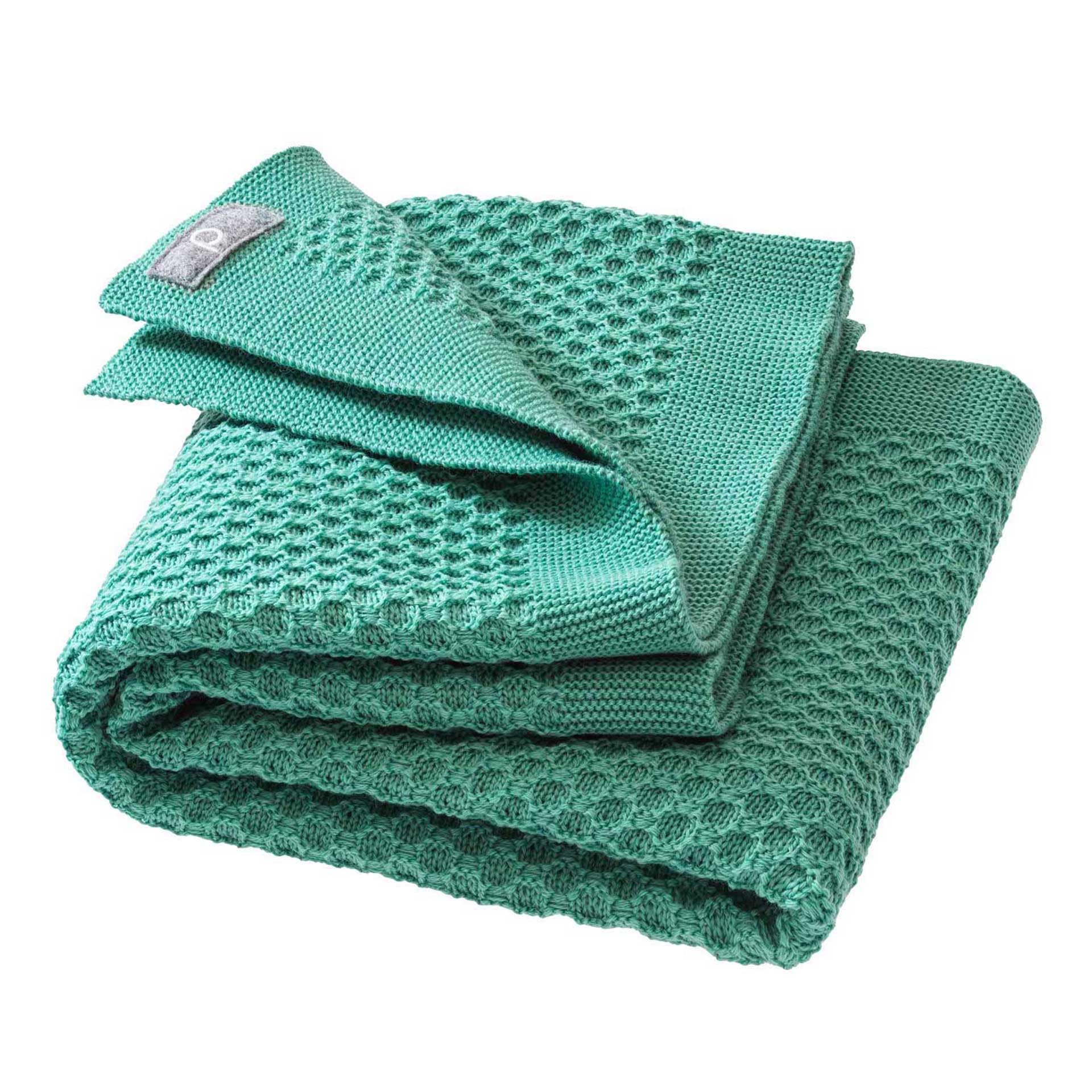 Disana WABEN-STRICKDECKE, 100% Bio-Merinowolle GOTS, IVN Best | kuschelweiche Decke mit Wabenmuster | Newborn Baby Kleinkind Kind Unisex | Made in Germany | Mint