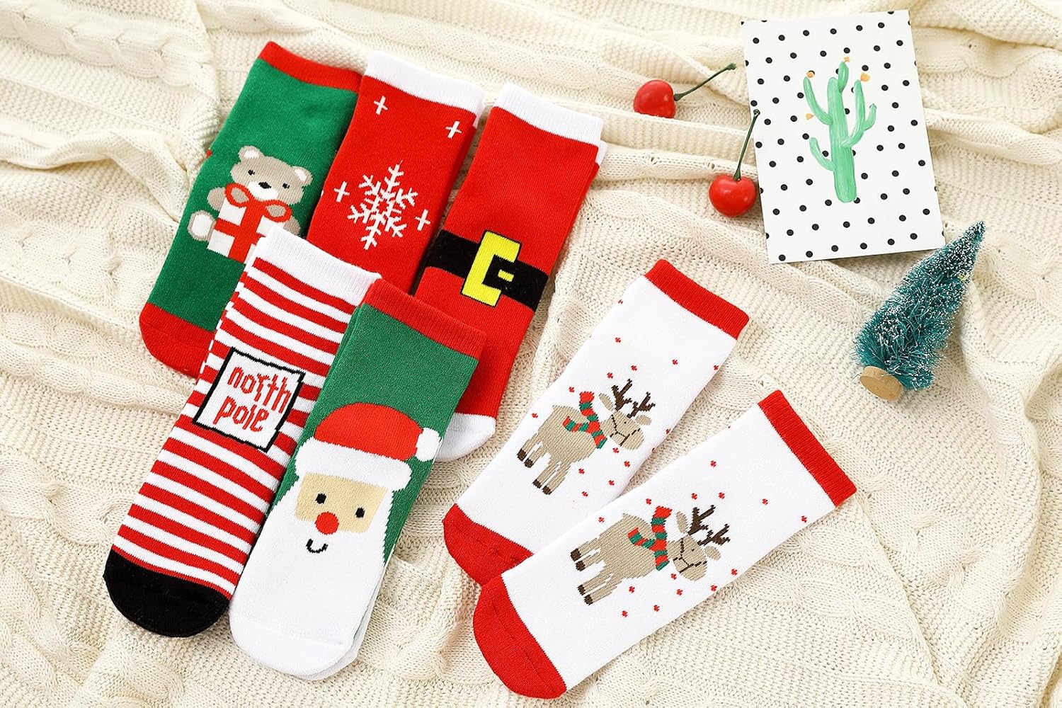 5 Pairs Christmas Socks Children Xmas Socks Crew Cotton Socks for 1-3/3-5/6-8/9-12 Children Toddlers Boys Girls - Image 3