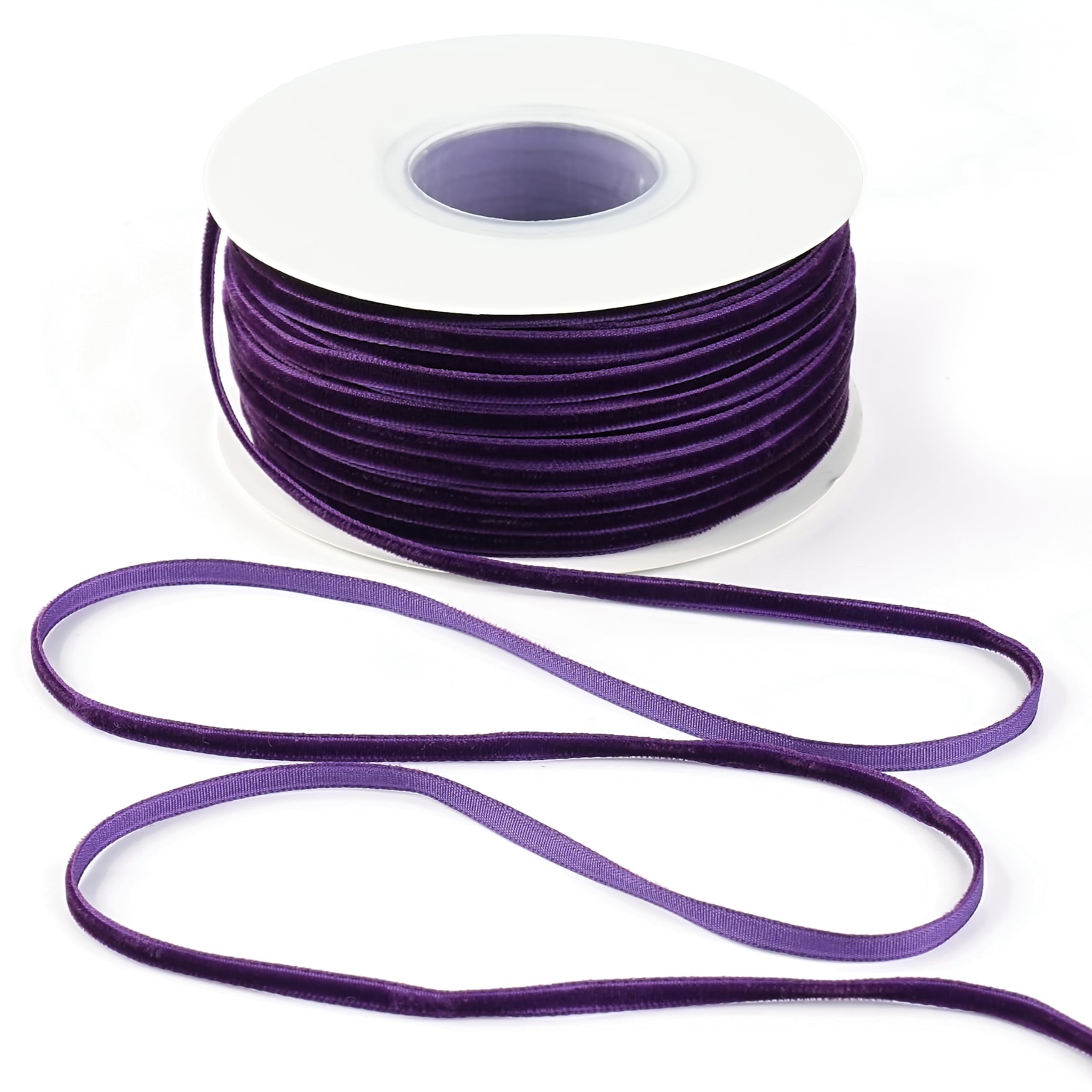 MAYREEL 1/8 Inch Purple Velvet Ribbon Thin Vintage Ribbon for Halloween Wedding Invitations Crafts Gift Wrapping Party Favor Boxes 50 Yards