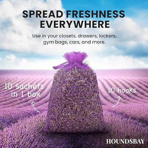 Miniatura 5 de 10 bolsitas de lavanda, sobres perfumados totalmente rellenos con ganchos para colgar, perfectas para armarios, cajones, automóviles, bolsas de