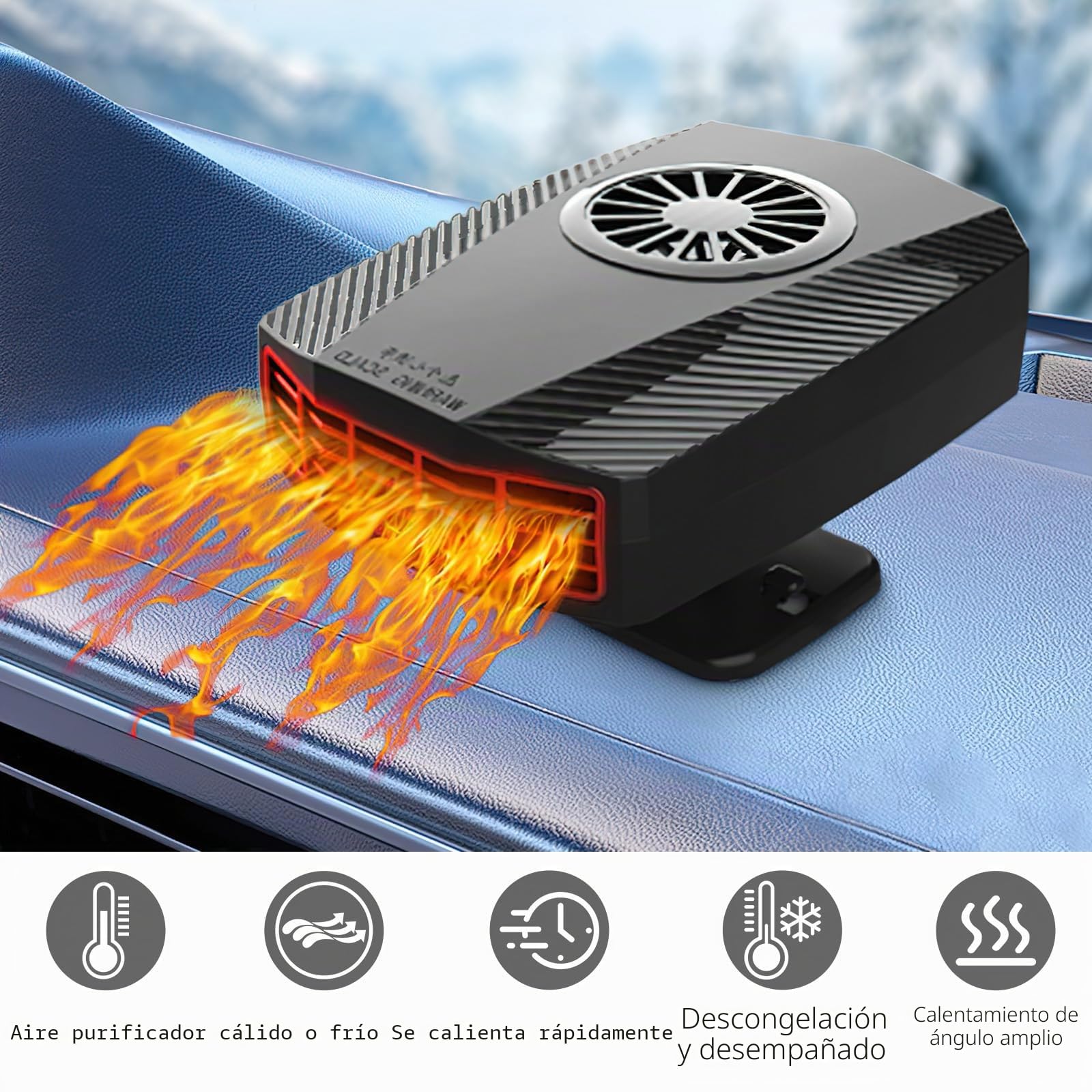 HENGBIRD Calentador de aire para coche, 12 V 150 W, descongelador y ventilador de refrigeración, giratorio 360°, 2 en 1, ventilador de aire caliente para coche, ventilador eléctrico para parabrisas,