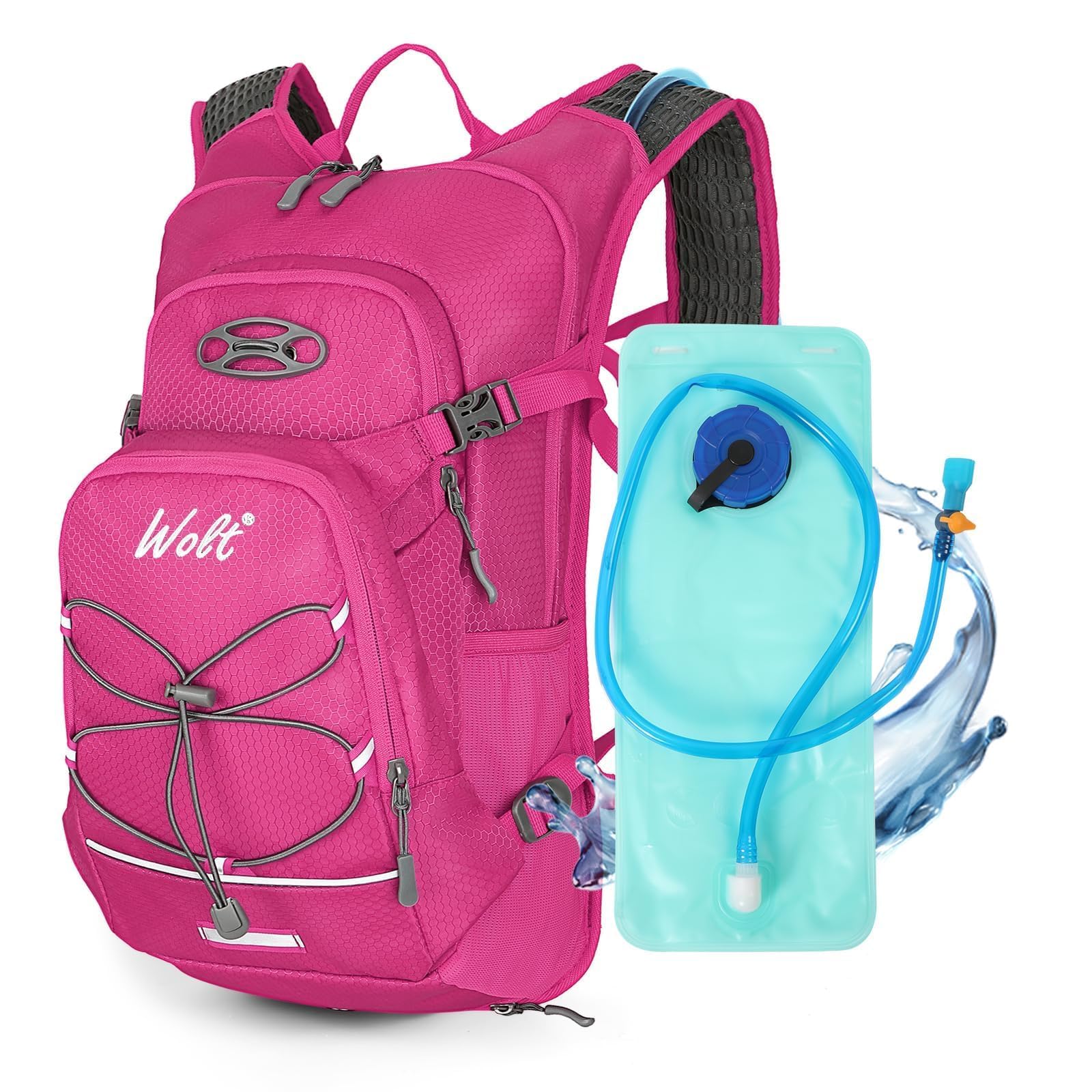 Hydration Backpack 18L Hiking Water Backpack with 2L Water Bladder for Men Women, Hydration Pack for Cycling Running Biking, Pink