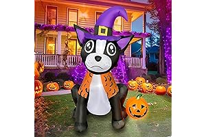 4 FT Halloween Inflatable Bulldog with Pumpkin Decorations