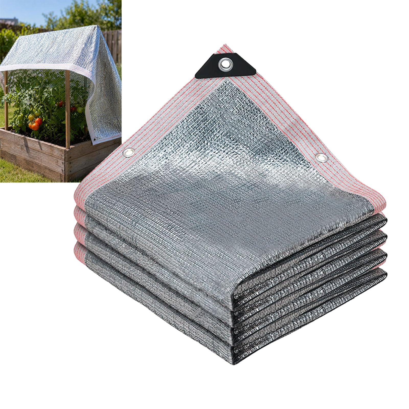 mojea 99% Aluminet Shade Cloth 2x2m – Reflective Garden & Pets Shading Net | Silver Heat-Reflective Sun Shade Mesh with UV Protection, Cooling Fabric for Plants, Patio, Car, Shelter & Outdoor Use
