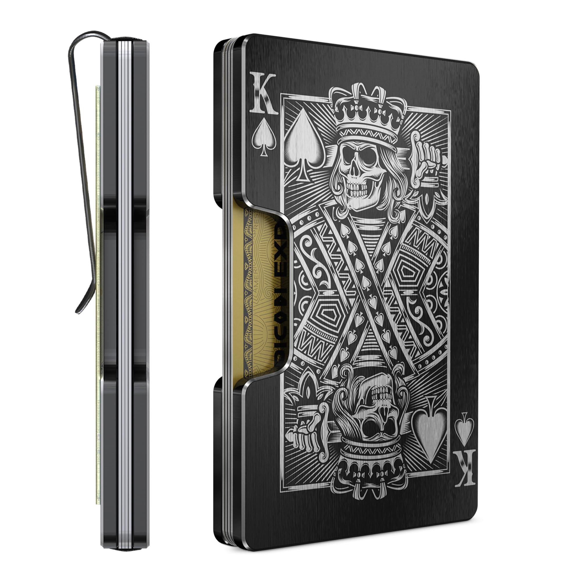 Freja Svendsen Engraved Aluminum Wallet for Men - Slim Money Clip & Card Holder with Engraved Finish. Enhanced RFID Blocking, Compact, Unique & Minimalist Wallets