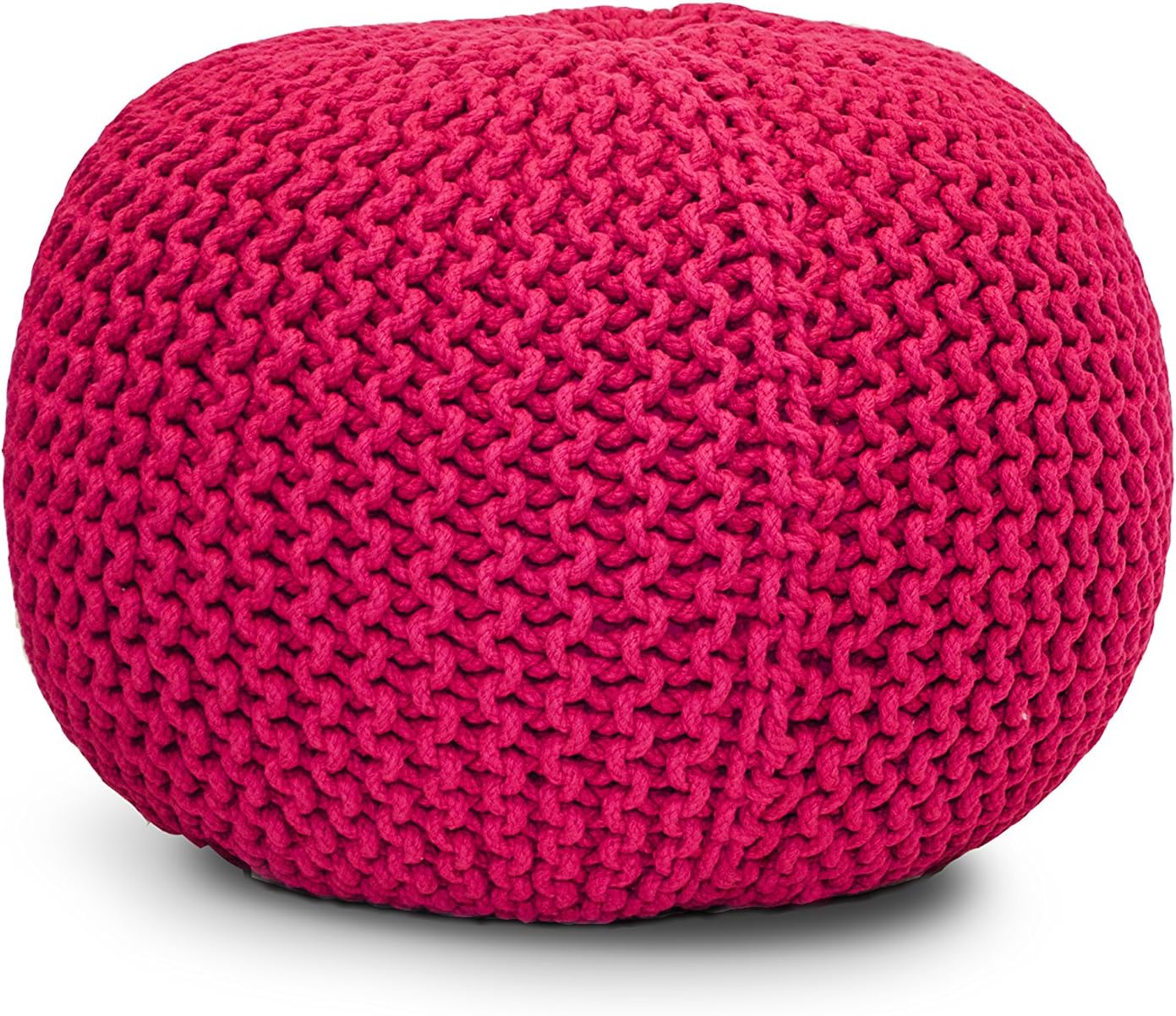 S.L. Home Fashions, Inc. PSP-4468 Hand Knitted Round Rope Pouf Fushia, Fuchsia