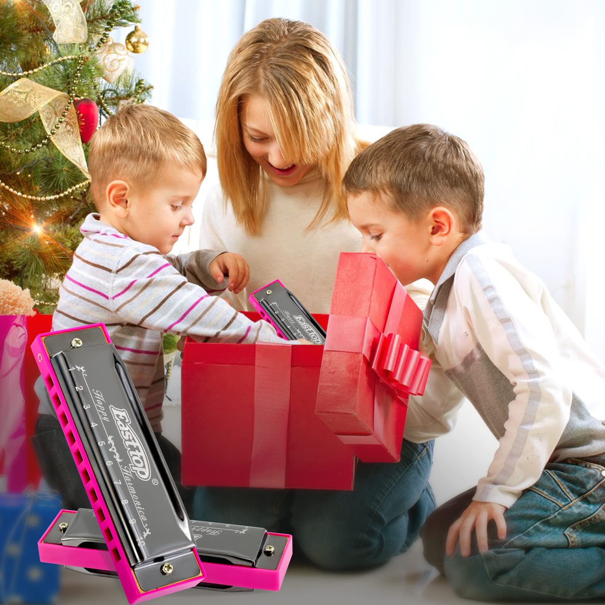 East top Blues Harmonica, Diatonic 10 Holes C Key Happy Harmonica Mouth Organ for Beginner,Kids,Children,Students,Gift