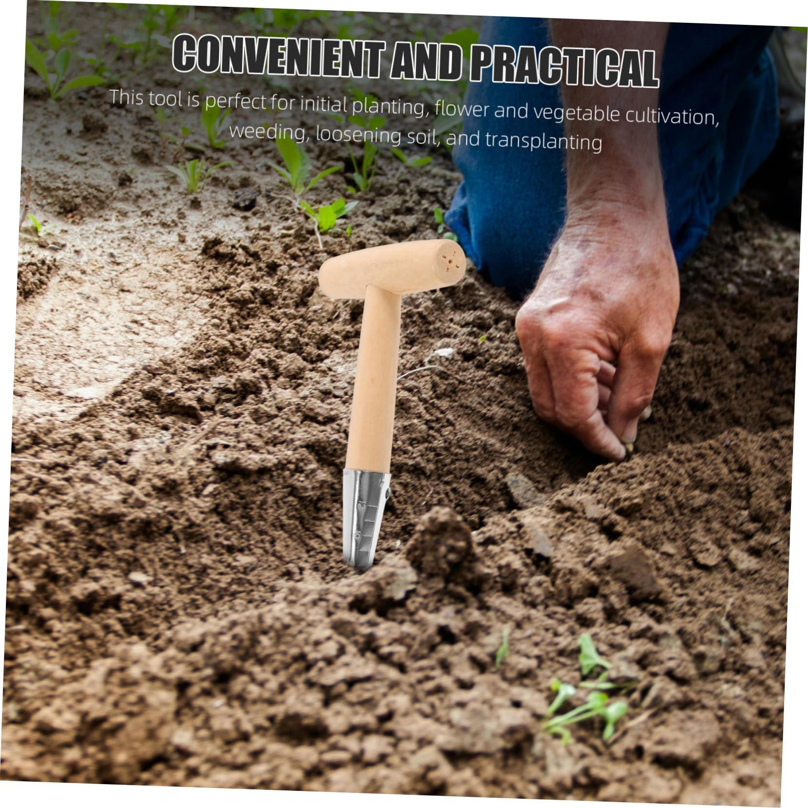 OFFSCH Heavy Duty Garden Soil Tiller Cultivator Dibber Garden Tool Dibbler Gardening Tool Dibbler Soil Digger Hand Dibber