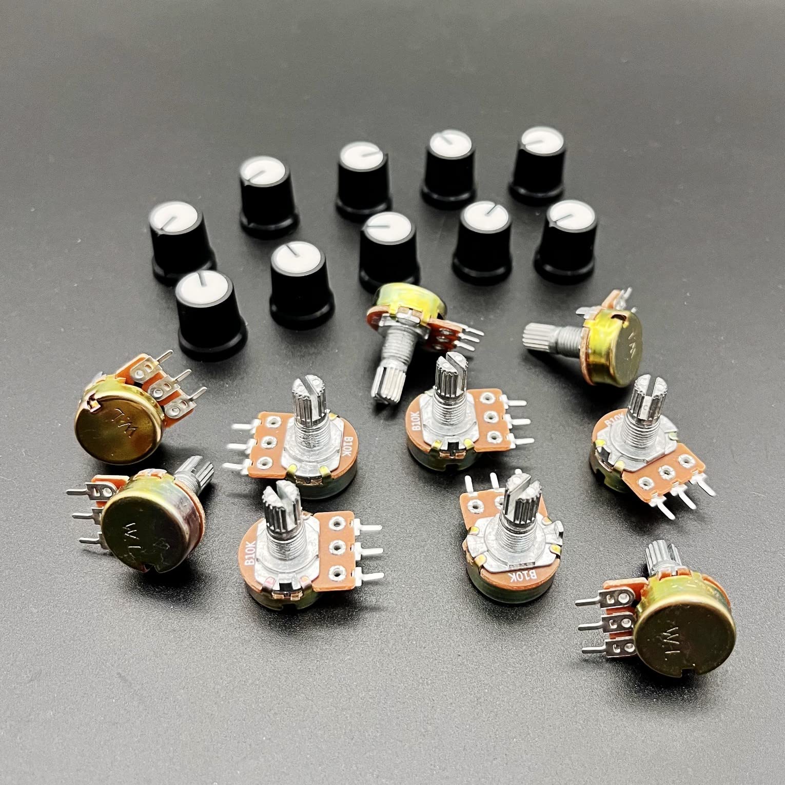 Componenti Elettronici Fai Da Te 5 Potenziometri Lineari 10K OHM Con Interruttore - Manopola Conica, Per Circuiti Elettronici E Fai-da-te Oro 9 Kt - Foto 12