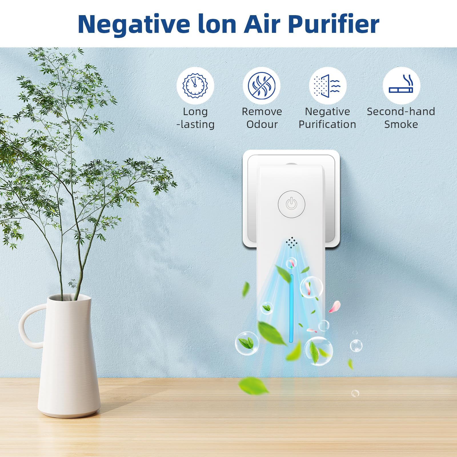 Confezione di 6 ionizzatori d'aria plug-in, ionizzatore d'aria per la casa, purificatore d'aria con luce notturna, ionizzatore d'aria mobile senza filtro, mini pulitore d'aria portatile per la casa