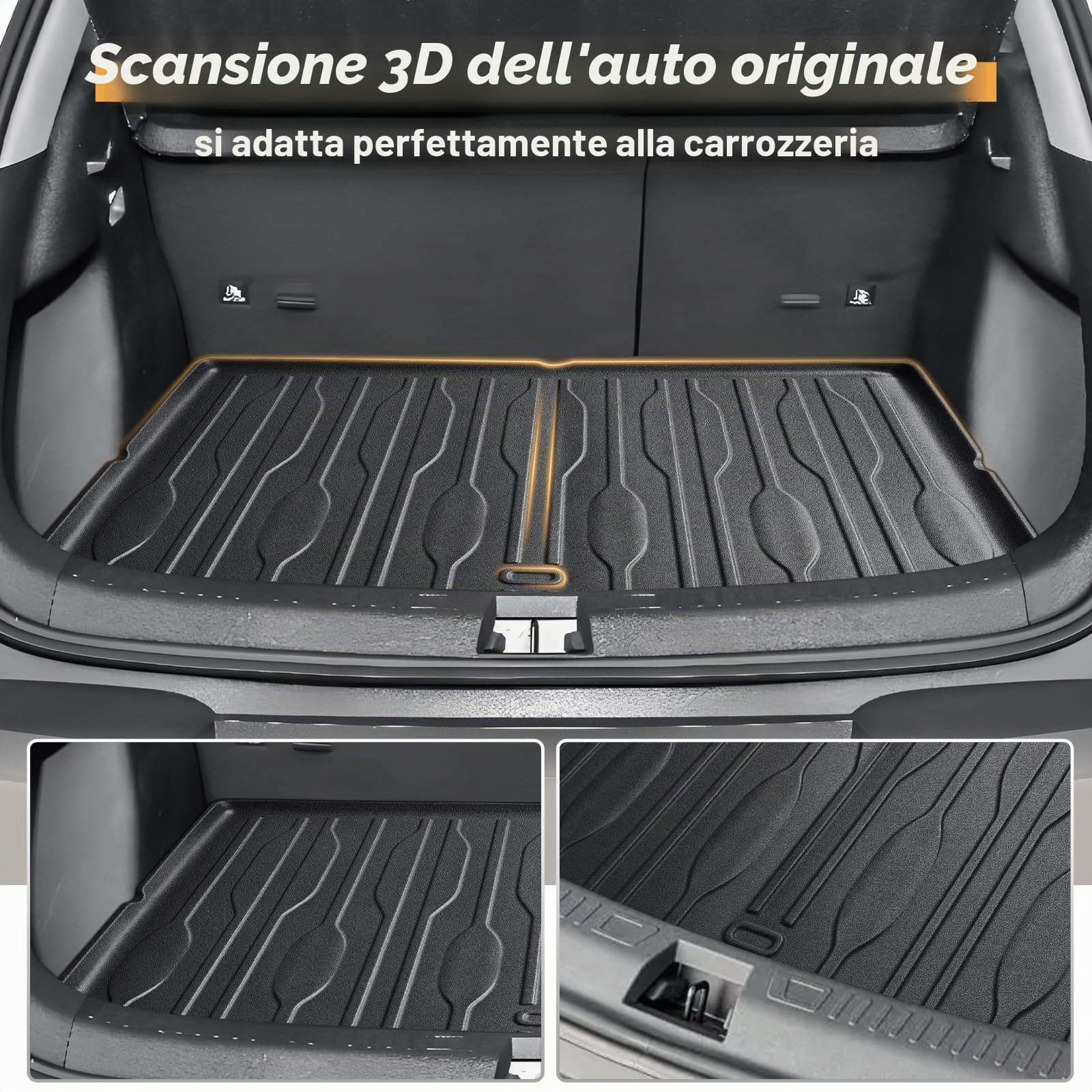 ECOZEN Vasca Baule per BYD Atto 2 (EV)/Atto 2 DM-i (PHEV) 2024-2026 3D Specifica In TPE Proteggi Bagagliaio Tappetino del bagagliaio con bordino rialzato resistente impermeabile per tutte le stagioni