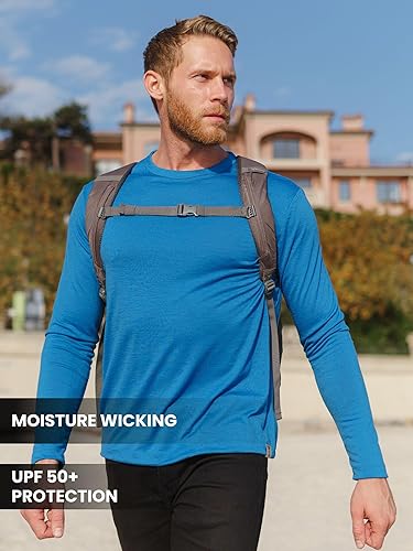 Miniatura 5 de Capa base de lana merino para hombre, 100% lana merina, ropa interior térmica de manga larga para senderismo, caza