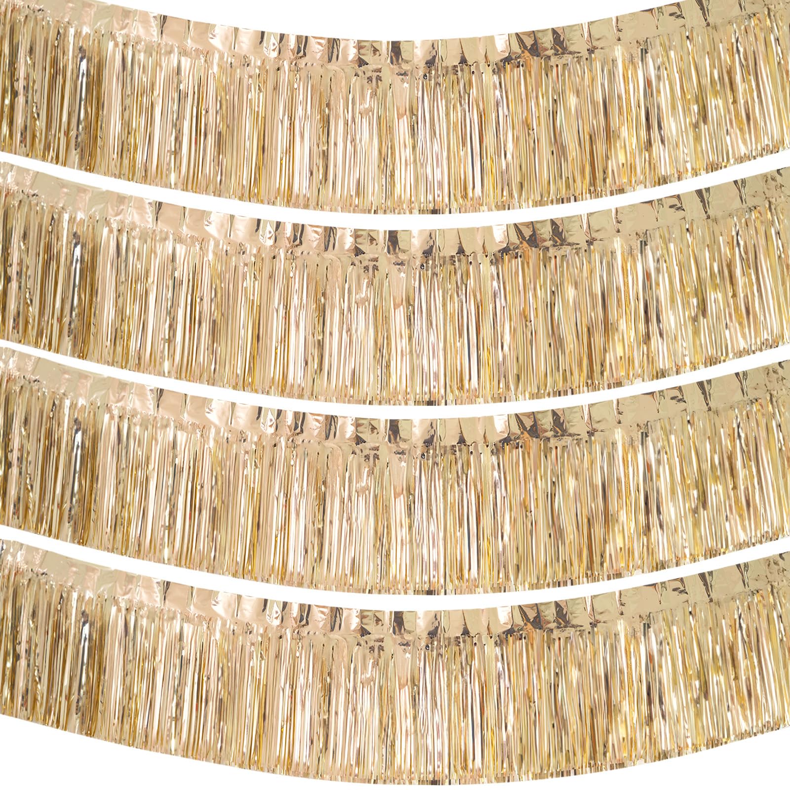 G2PLUS 4PCS Champagne Gold Fringe Garland: 3m Sparkly Tinsel Garland, 30cm Foil Fringe Banner Decorations for Table, Birthday, Wedding, Christmas, New Year Party