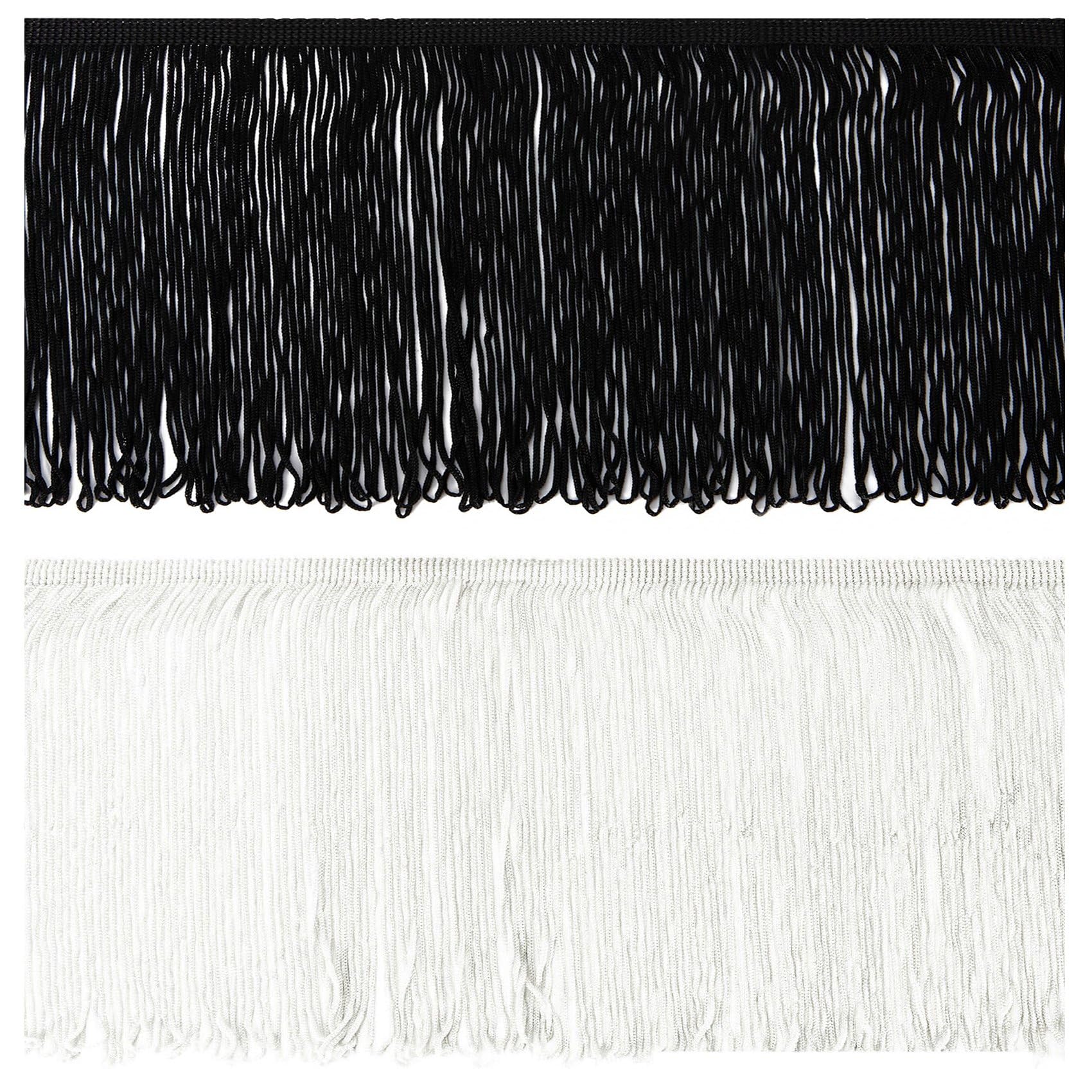 Silky Rayon Fringe, Beautifully Soft Handle and Flowing Drape, It Looks and Feels Luxurious, 3 Sizes: 10cms, 15cms & 25cms Long/Drop. [Off White, 25cms, 1 Yard]