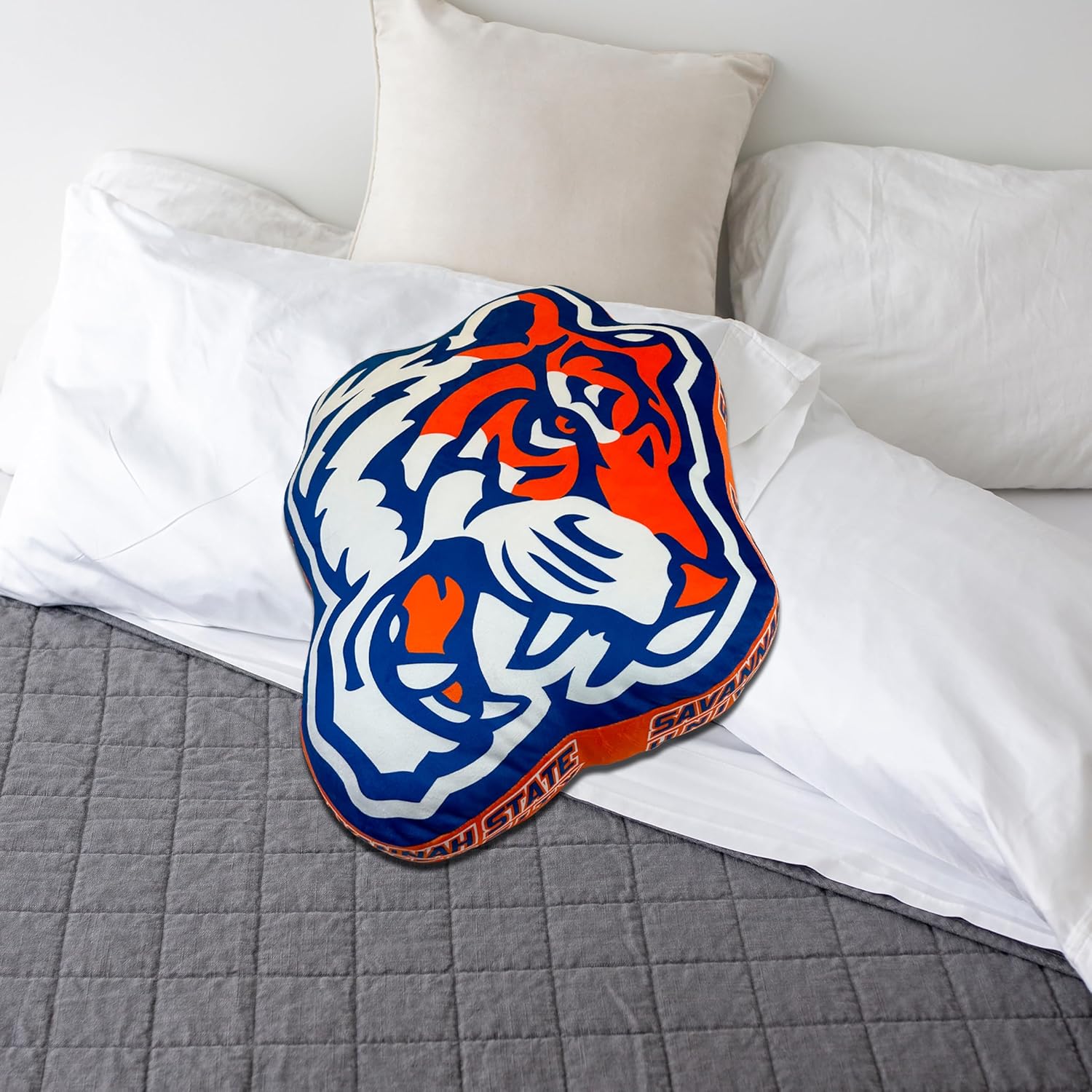 FANMATS HBCU Savannah State Tigers XL Puff Plush Pillow – Plush Oversized Decorative Pillow for Couch & Bed