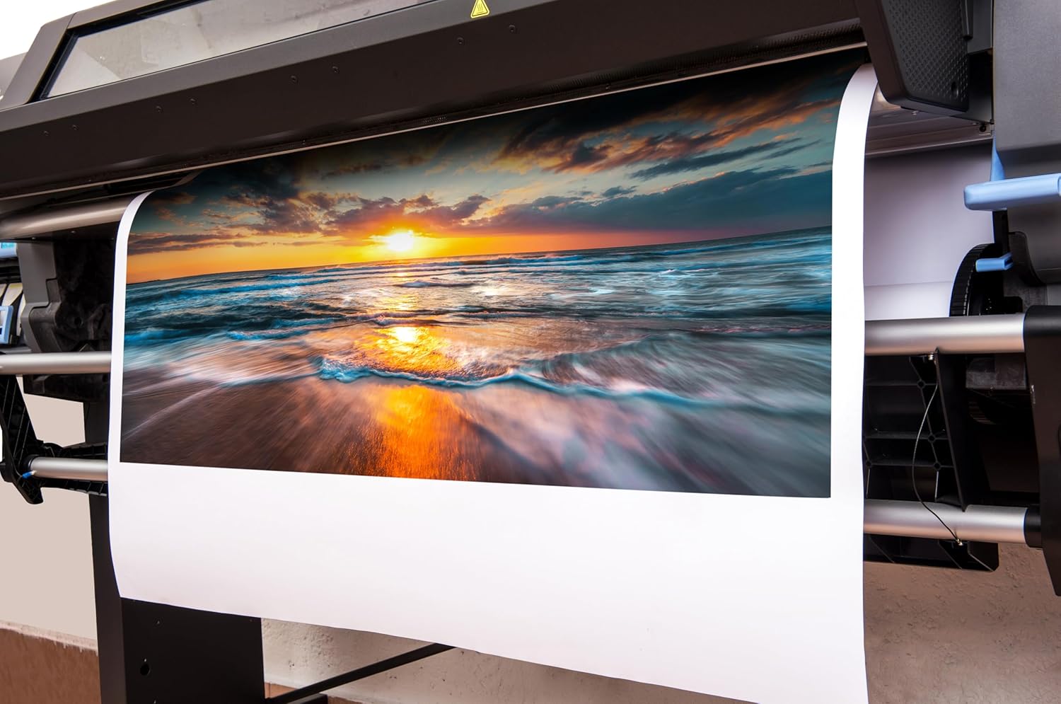 GUGIKA Sun Wall Art for Living Room, Blue Wave and Large Coastal Beach Wall-Decor for Bedroom, Gold Sun Scenery Poster Canvas Print, Size 40 x 20 Inches