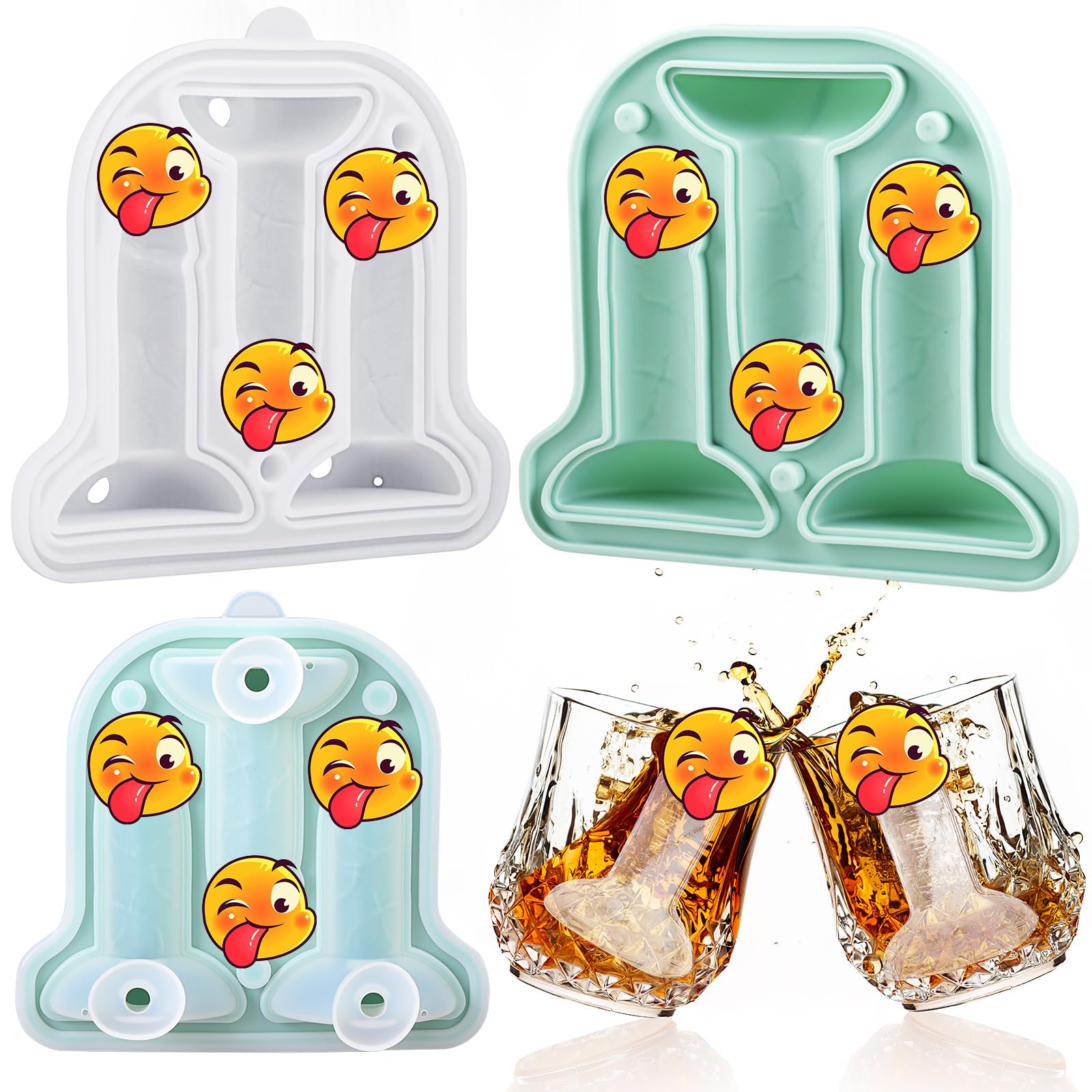 Hoolerry Ice Cube Molds Cube Trays Fun Shapes Silicone Ice Ball Maker with Lid for Whiskey Cocktails Juice Drinks Beverage Crafting Accessories Funny
