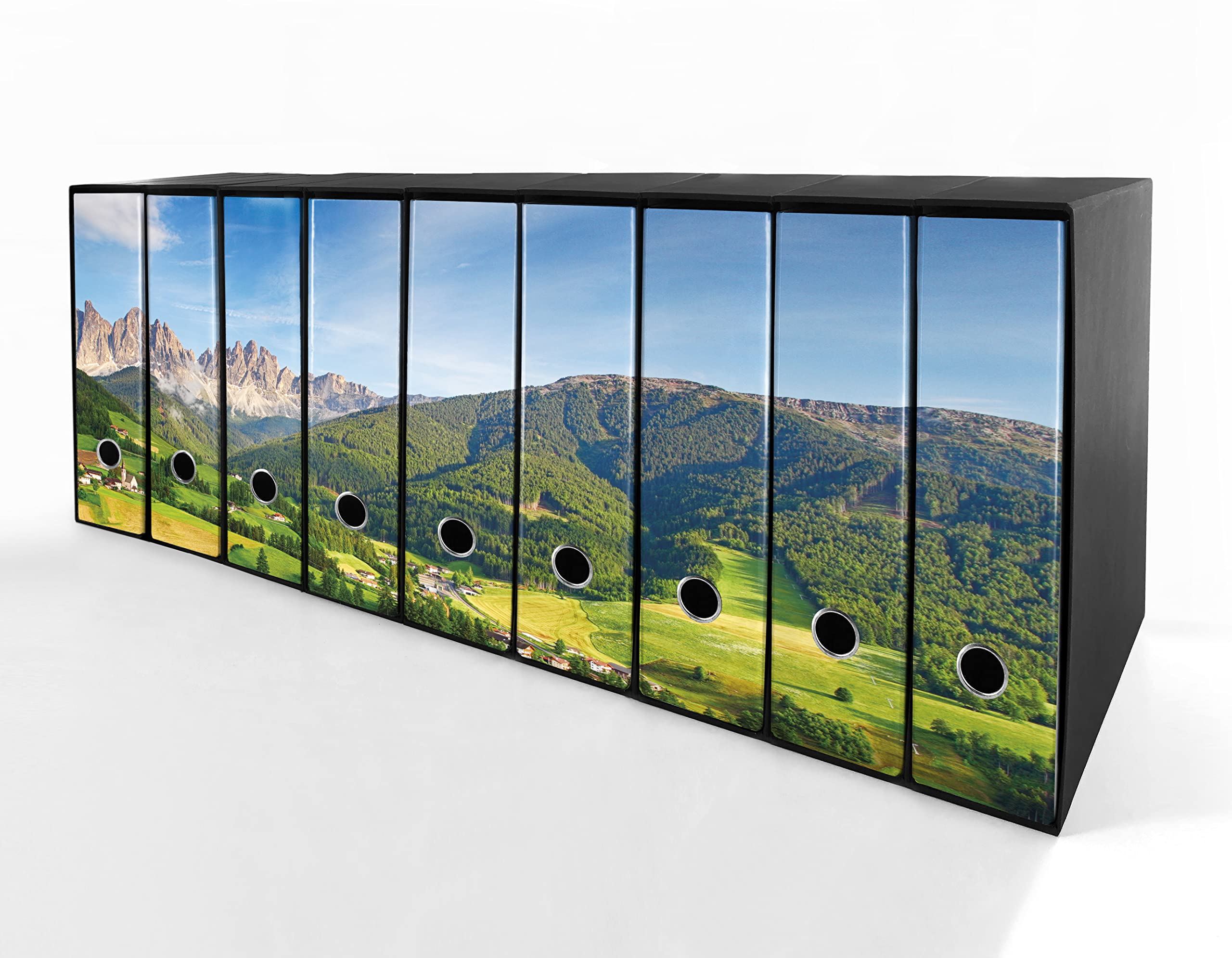 Set da 9 raccoglitori ad anelli SCENARIO ALPINO - Faldoni SHAREPRINTING (H34 con 4 anelli)