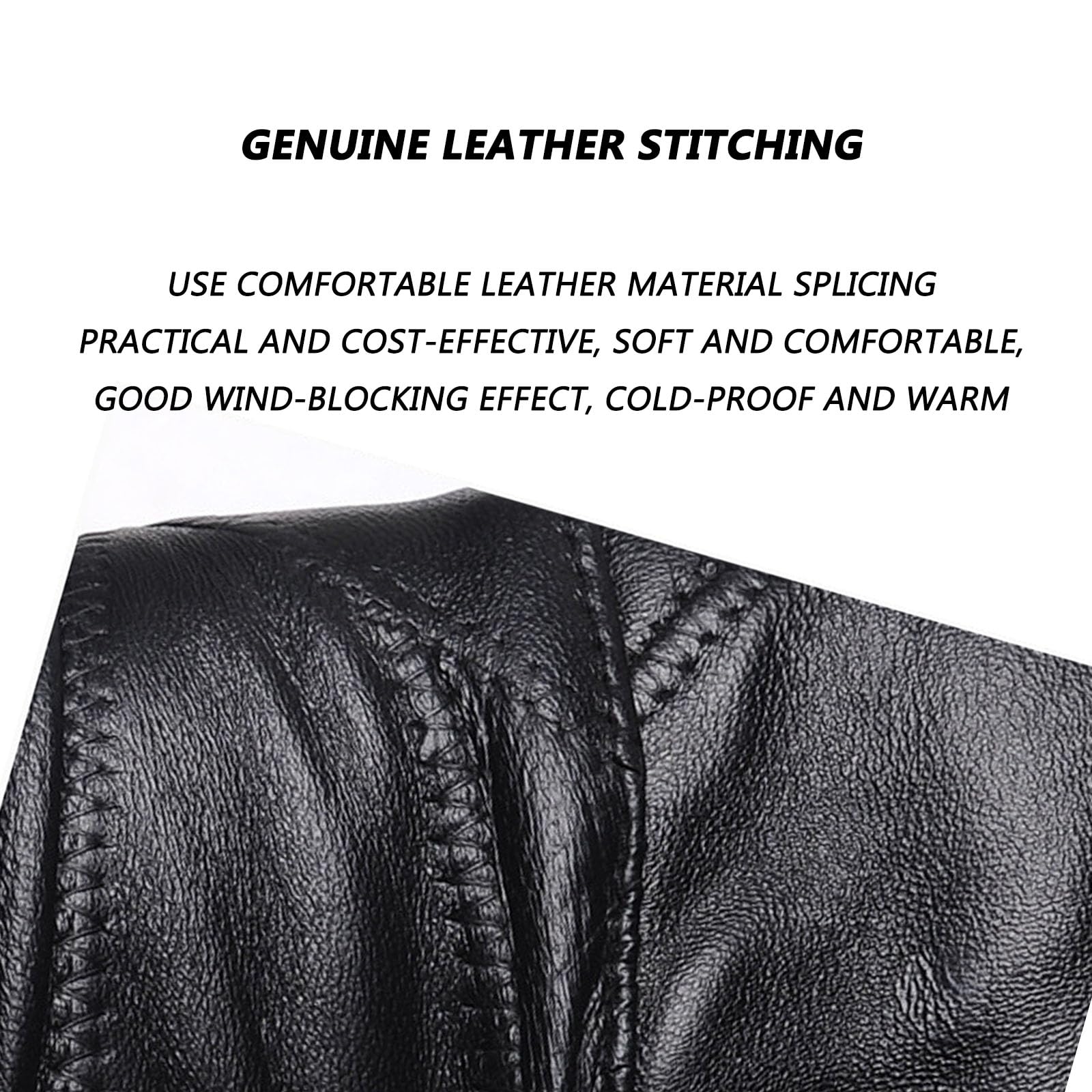 Genouillères de Moto Hiver, Protège Genoux de Moto Preuve de l'eau Coupe-Vent Cuir Véritable + Peluche épaisse Sangle de Serrage à élargissement Réglable 1 Paire 73 cm/65 cm Female