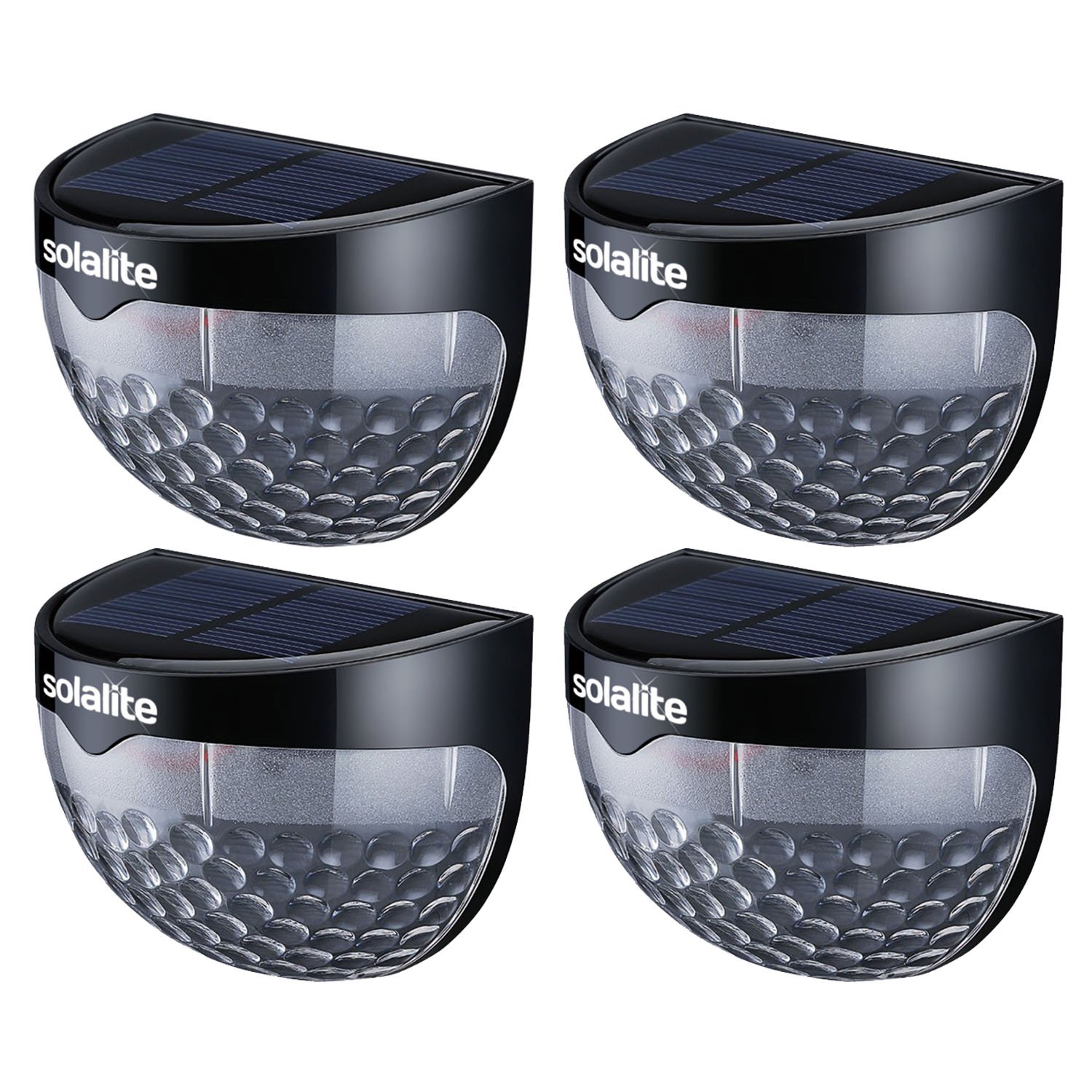 Solalite® 6 LED Solar Powered Security Lights,Waterproof Outdoor Wireless Sensor Fence Light for Garden, Patio, Fence, Yard, Pathway, Hall, Driveway, Garage, Stairway, Gate, Wall (4 Pack, Black)