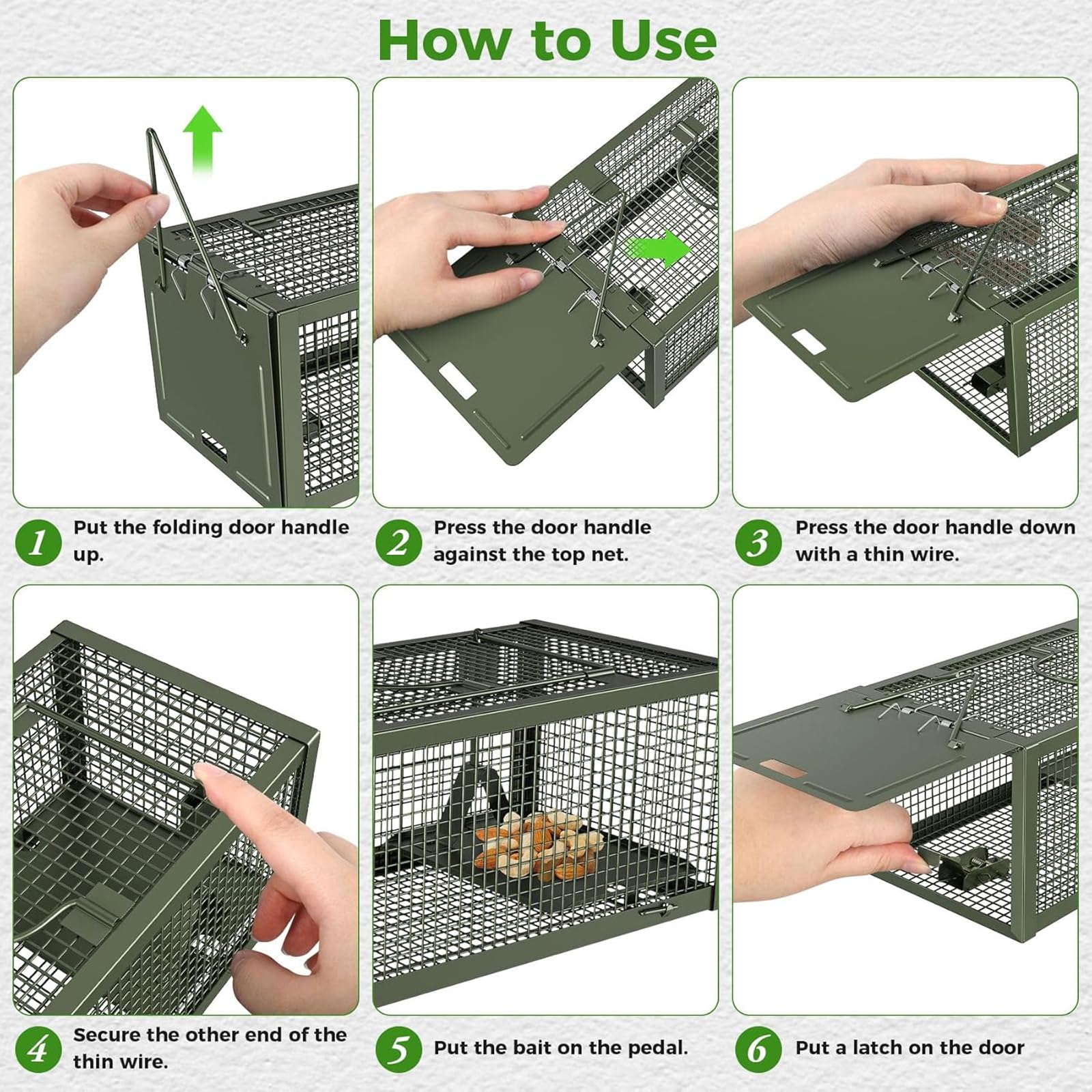 Lebendfalle Mausefalle,Premium Profi Lebendfalle XL: Humane Maus- & Rattenfalle aus Kaltgezogenem Stahldraht – Für Kleine Nagetiere (Mäuse, Wühlmäuse, Feldmäuse) (Green)