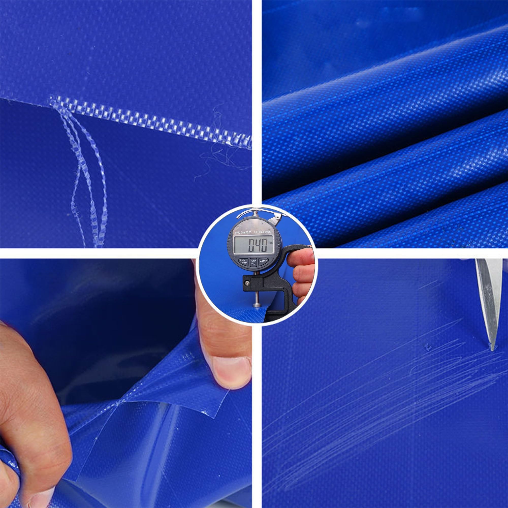 Lona impermeable de alta resistencia de 0,5 x 44 m, 520 g/m², cubierta de PVC azul, versátil para exteriores, protección de barco, protección de jardín, refugio con ojales para acampar y más
