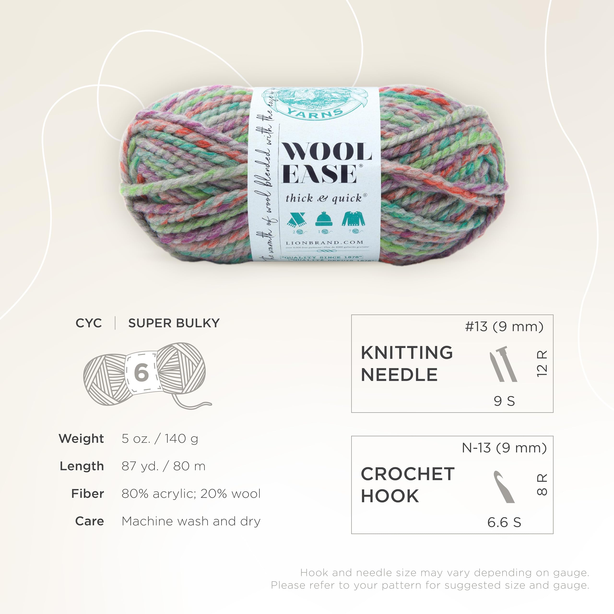 Amazon.com: Lion Brand Yarn Wool-Ease Thick and Quick Yarn, Soft