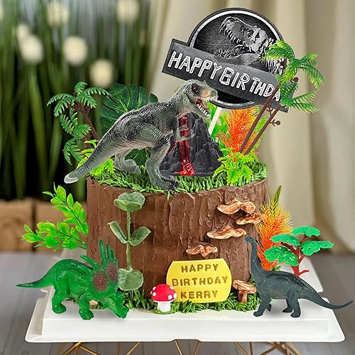 Miniatura 6 de 32 adornos para tartas de dinosaurio con huevos de dinosaurio, hojas, árboles, decoración de pasteles para fiestas de cumpleaños, fiestas temáticas