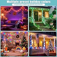 Vista 7 de LitHome Guirnalda de 100 luces LED solares de Navidad al aire libre, 33 pies, 34 colores cambiantes, solar/USB, luces de Pascua impermeables