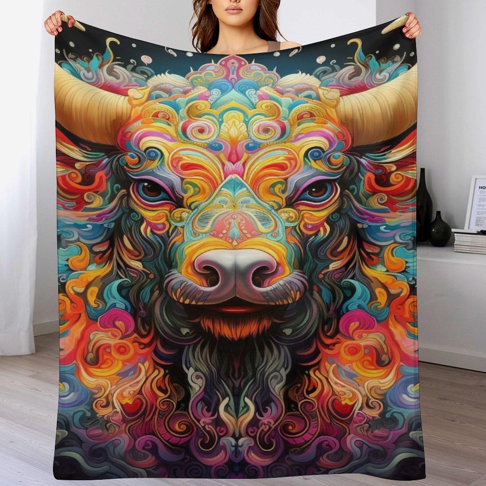 Couverture en flannel épaisse et polaire buffle plaid au fini doux et haut de gamme