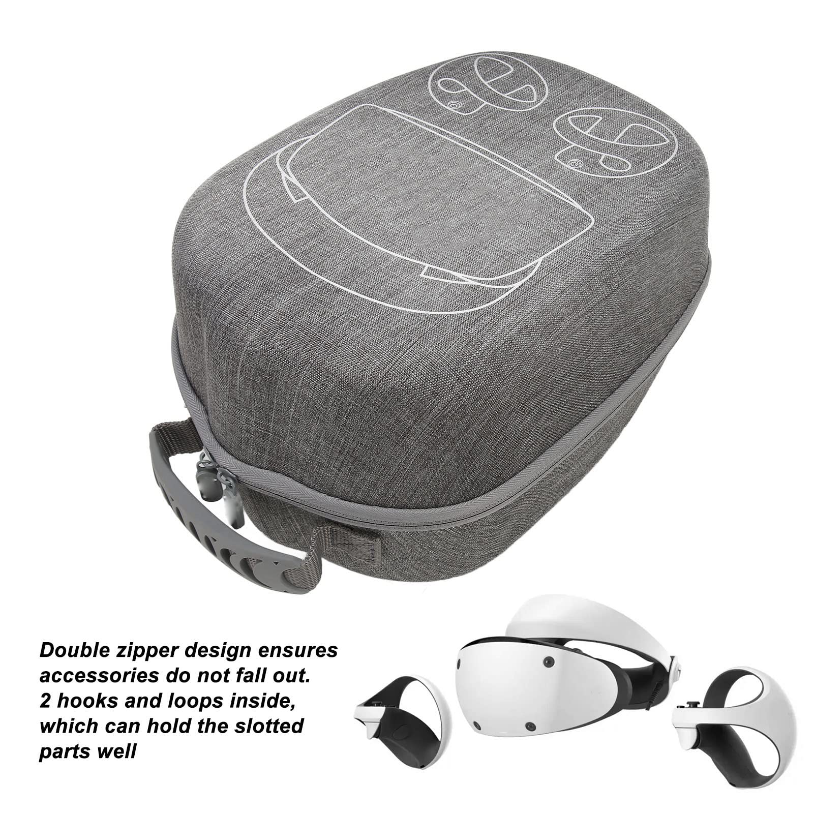 Carcasa Rígida para Auriculares Playstation VR2, Gran Capacidad, Fácil de Transportar, Protección Múltiple, Material EVA Duradero, Gris, para PS VR2 y Accesorios