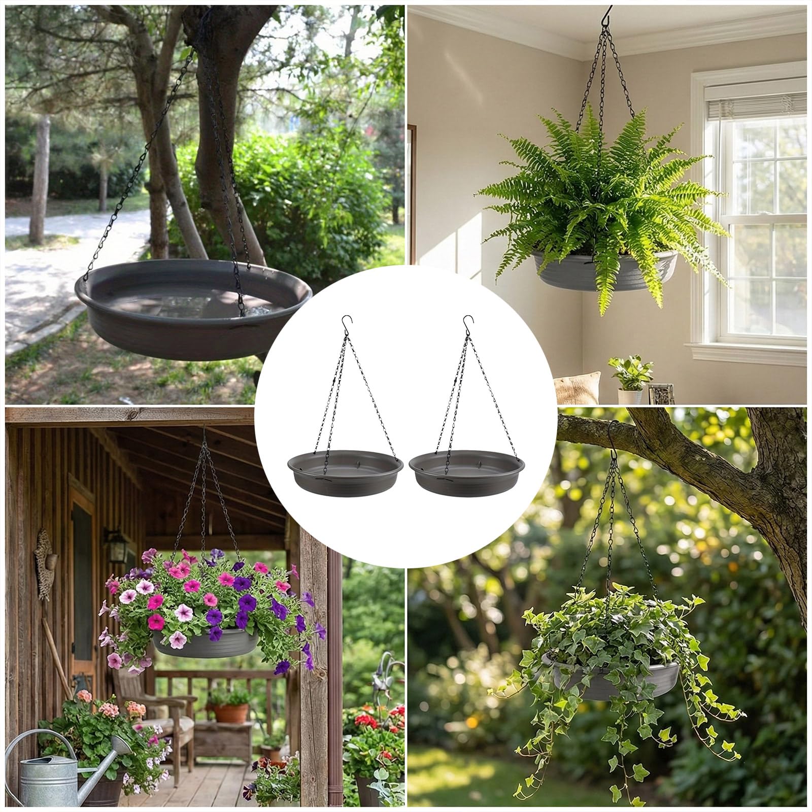 Lot de 2 cintres réglables en métal pour plantes d'intérieur et d'extérieur, support de suspension antirouille