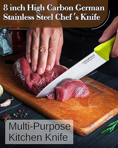 Vista 65 de Cook N Home Juego de cuchillos de deshuesado de 6 pulgadas, acero inoxidable de alto carbono, flexibles curvados y rectos, cuchillos de cocina de 2