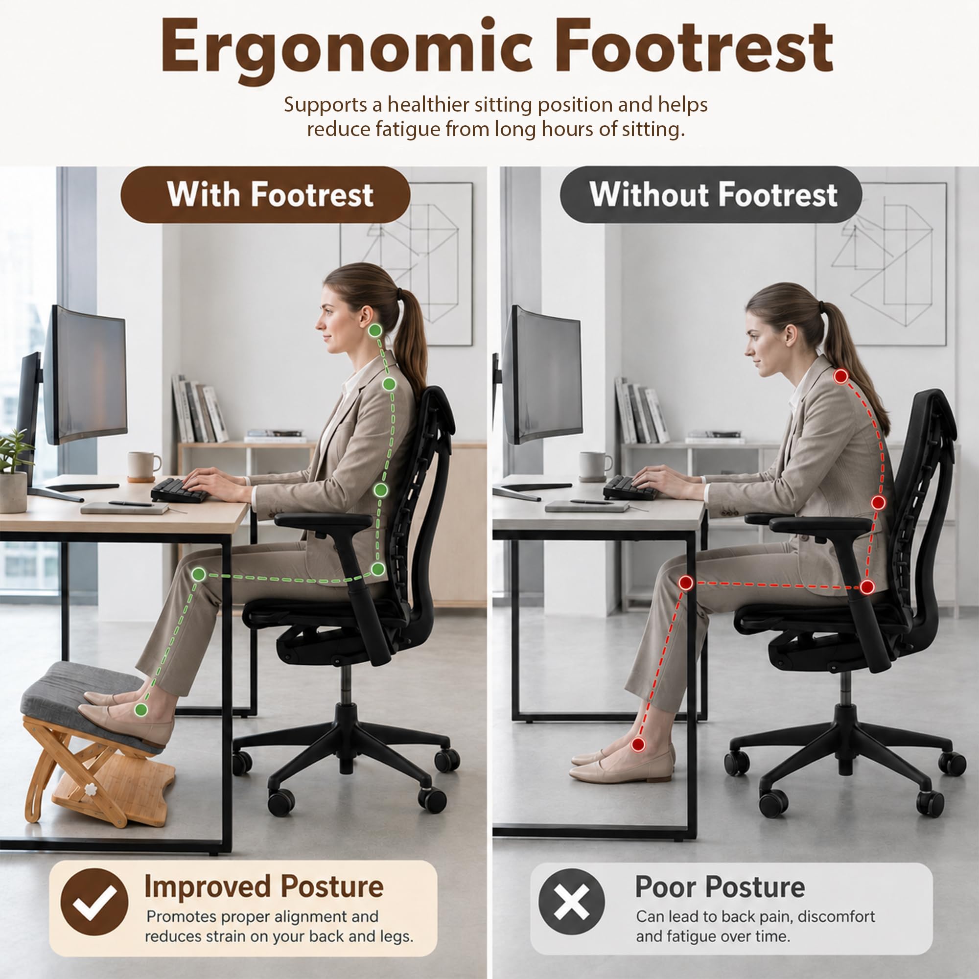 Fußstütze Schreibtisch,Winkelverstellung 0 bis 30° Ergonomisch