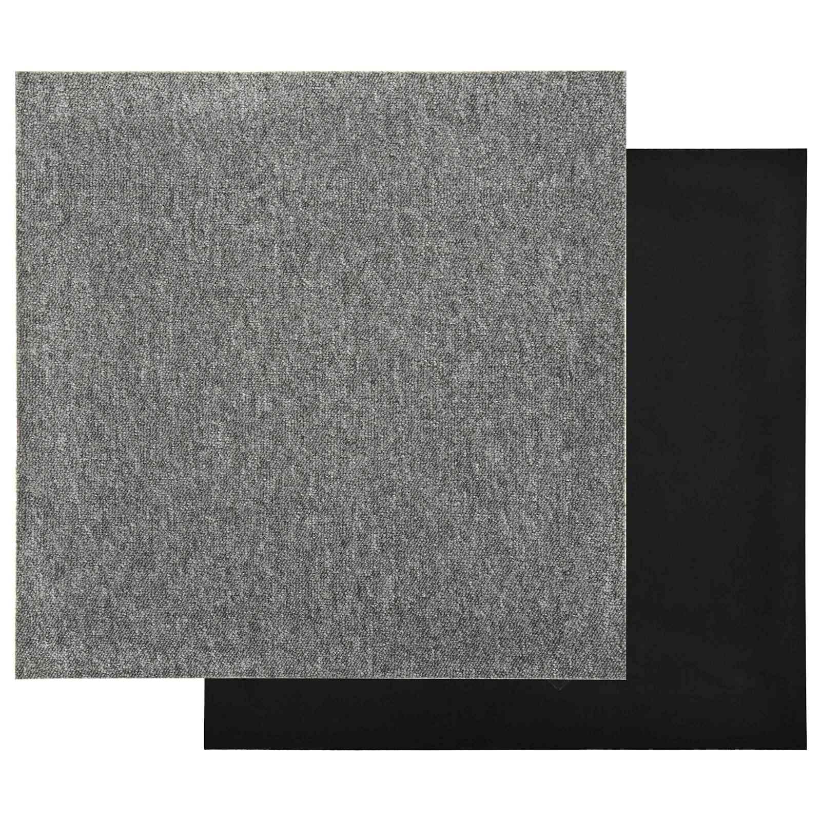 Teppichfliesen 20er Set Grau Anthrazit, Modulare Bodenfliesen 50x50 cm aus 100% Polypropylen für Büro und Wohnbereich, Robuste Auslegeware ca. 5 m² Gesamtfläche, Quadratisch