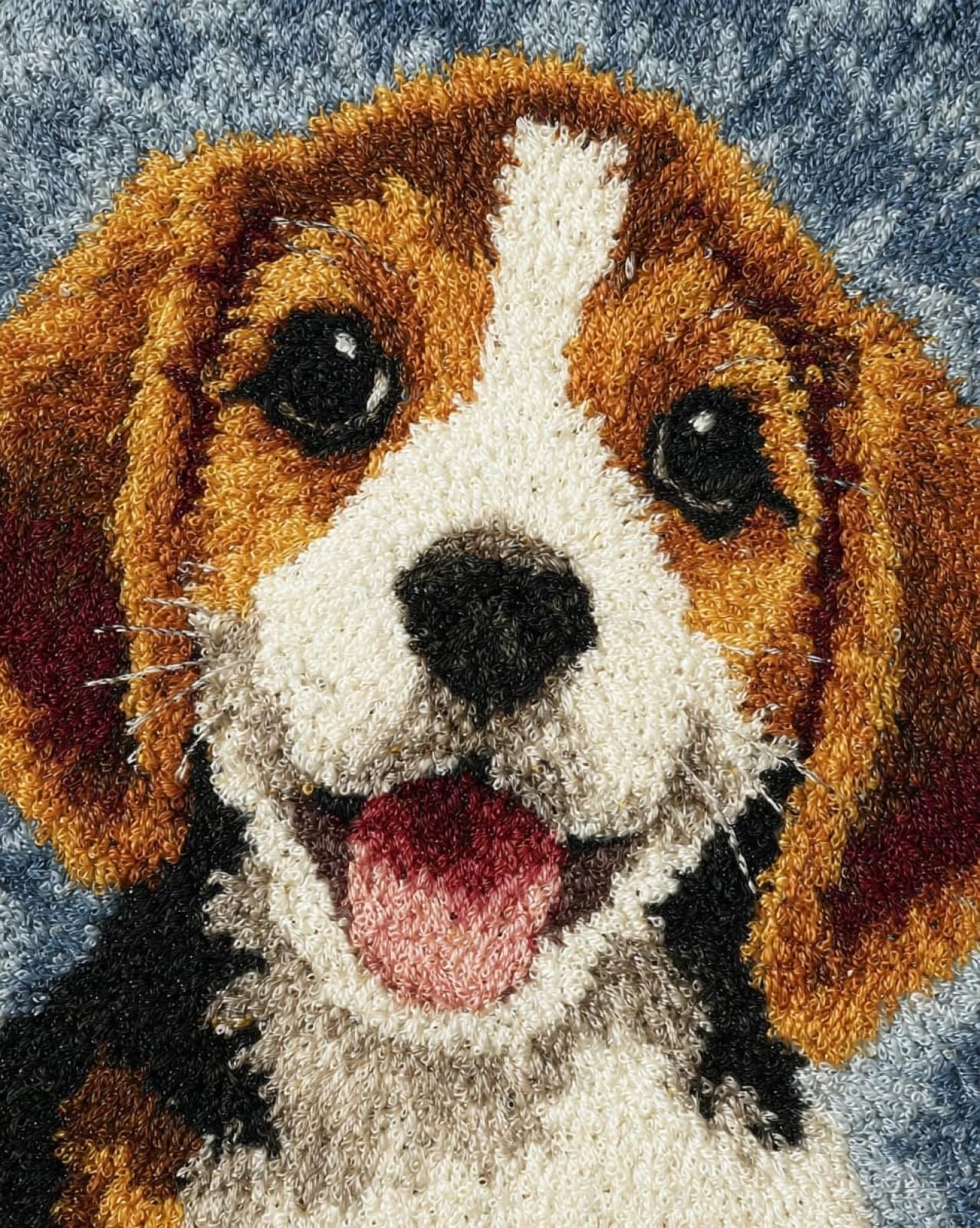 Wallphantom Latch Hook Kits for Adults Rug,Smiling Beagle,Latch Hook Kits DIY Crochet Handcraft Rug Hooking Kit for Kids and Adults,55x75cm