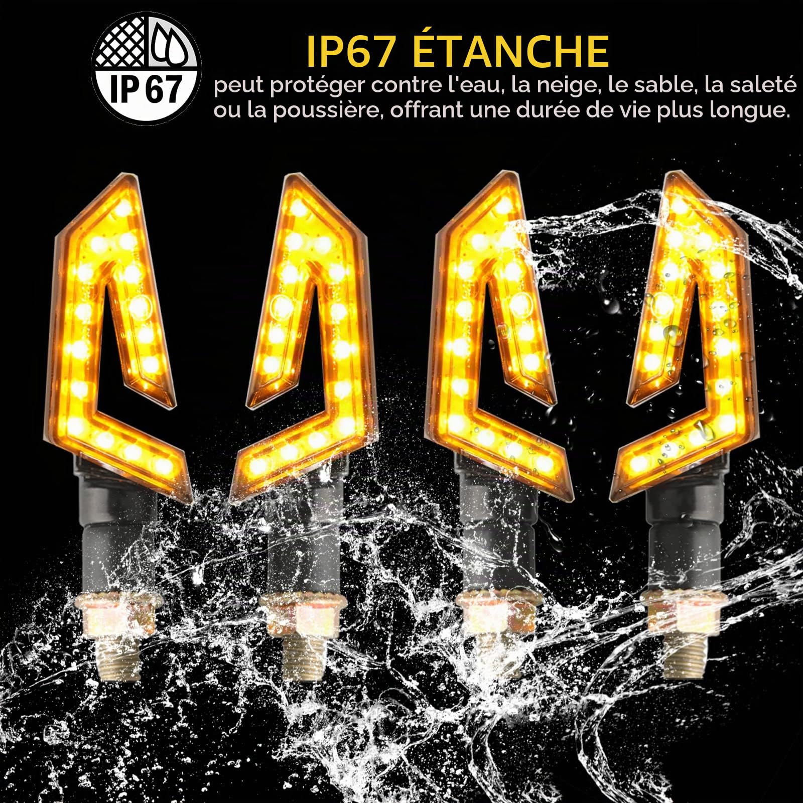 JMTBNO 4PCS Flèche Moto Clignotants Universel 12V 15 LED Moto Clignotants Indicateurs pour Rue Sports Vélo Dirt Bike Cruiser Scooter Quad Enduro Off Road