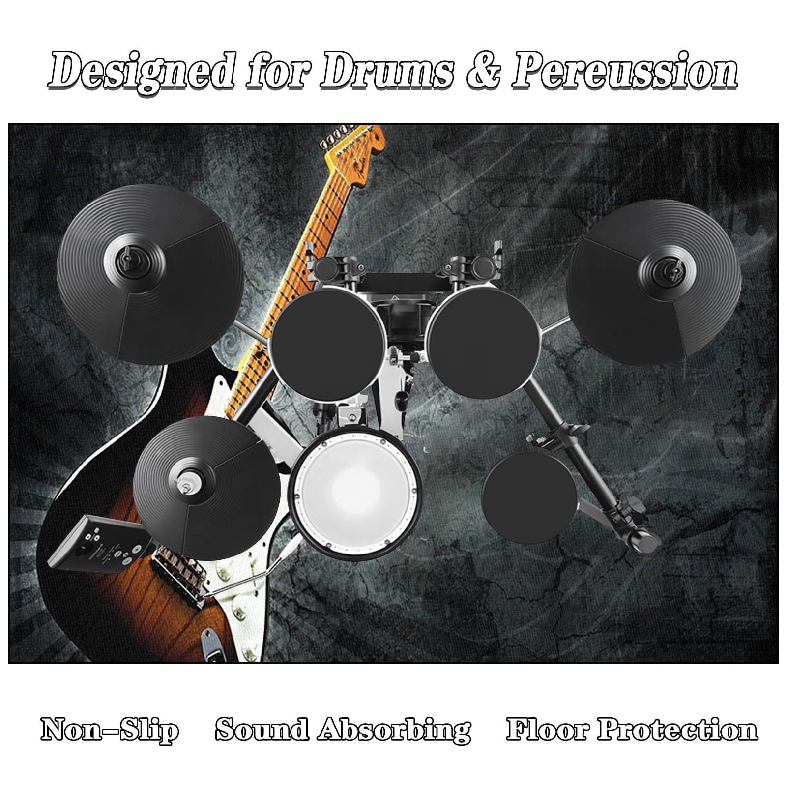 Drum Teppich, Elektrisches Schlagzeug Teppich, Schallschutzdecke Professionelles Elektronisches Jazz Schlagzeug Kit, rutschfeste Trommel Teppiche 140 x 100 cm, Schallschutzteppich für Studio, Wohnung