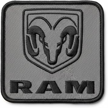 Ram Trucks Logo Embroidered Patch Black 3 inch x 3 inch | Heat Seal Patch for Clothes, Backpacks, Hats, Jackets, and Jeans