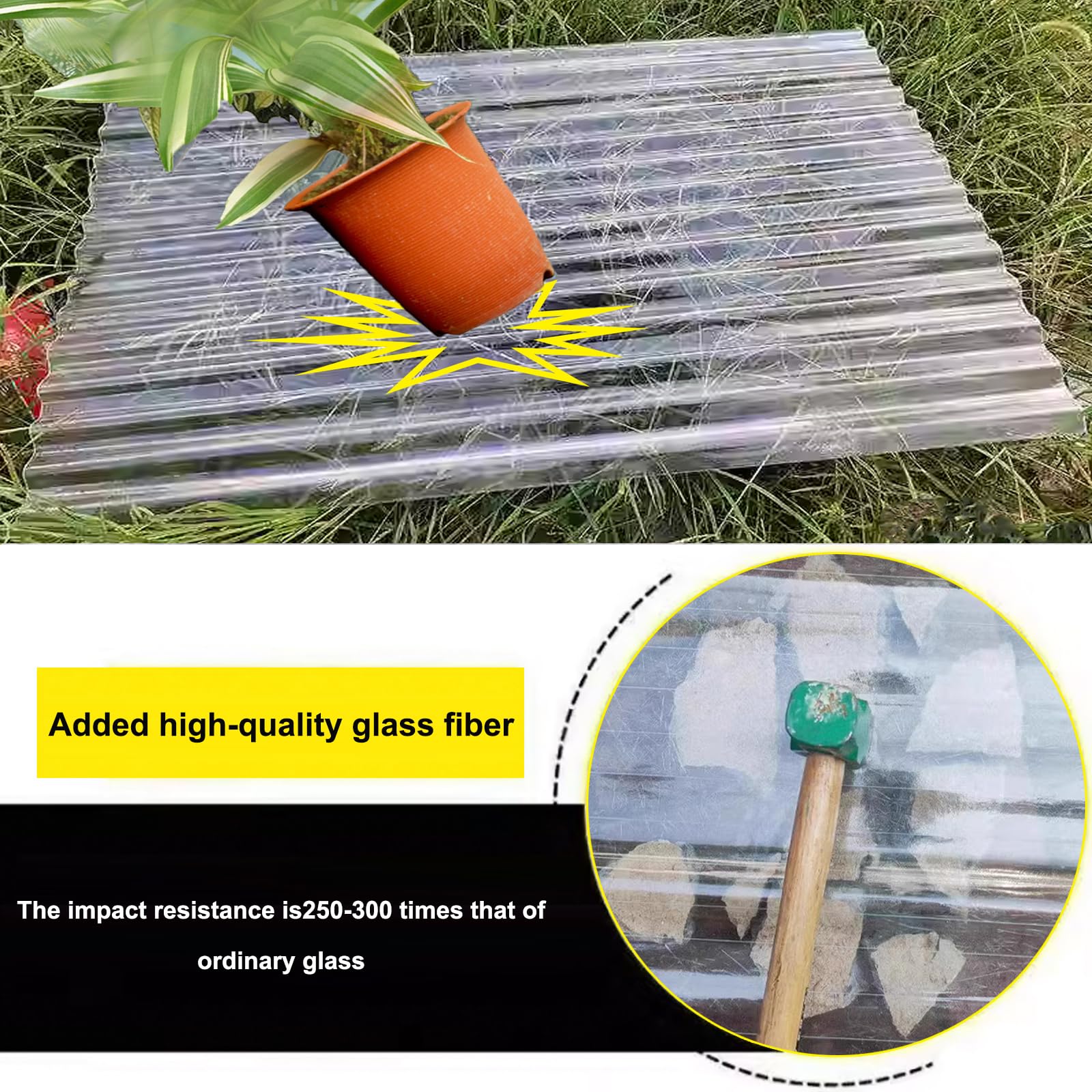 Planchas Transparentes Tejados,Panel para Tejado Ondulada,Lámina Techo de FRP de 2mm de Espesor,Chapa Tejado o Pared a Prueba de Lluvia y Protección UV,para Cochera (0.9x0.9m/35x35in,3 Pcs)