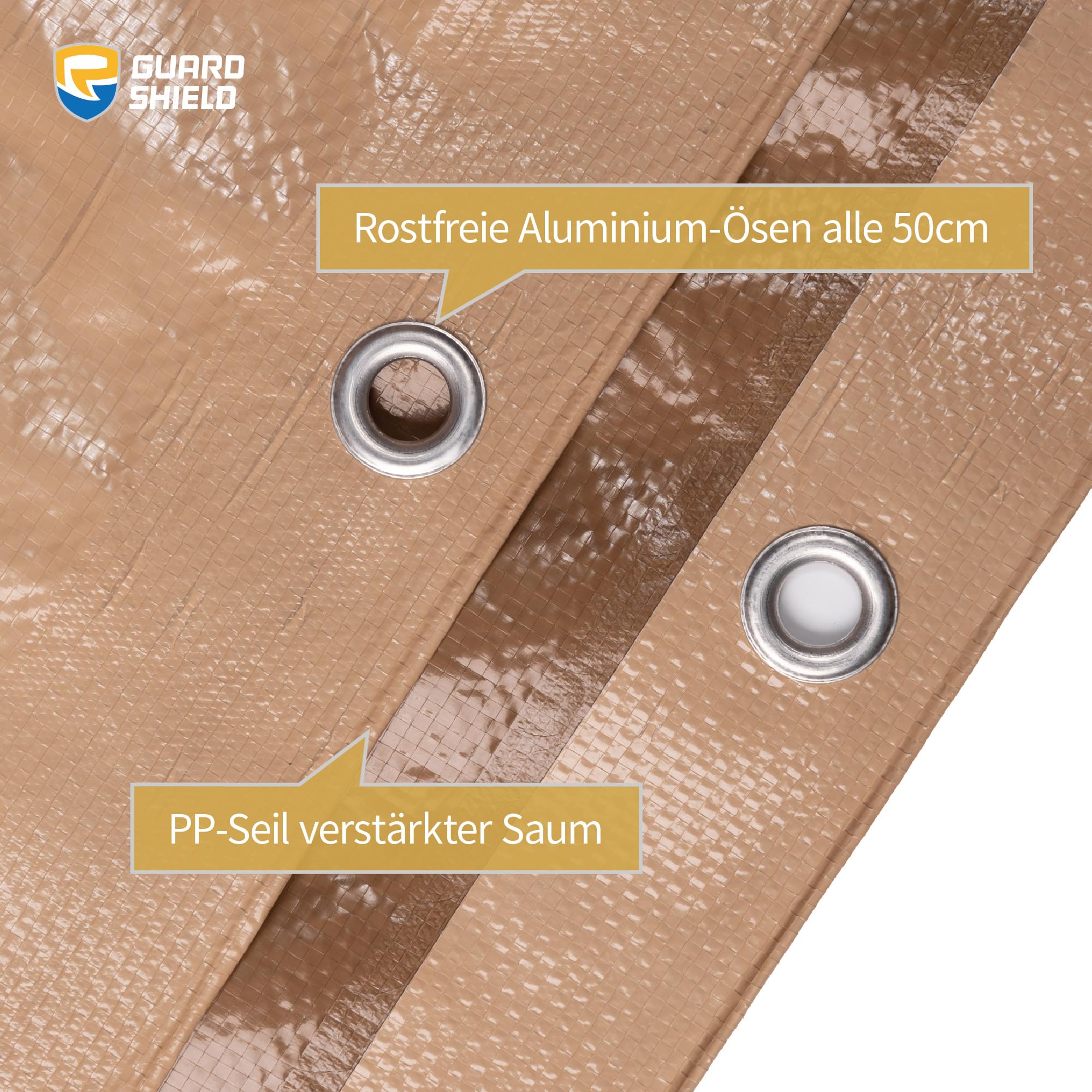 GUARD SHIELD Telone di copertura occhiello, impermeabile 3x3 m, beige/cachi, multifunzione poliestere 120 g/㎡, resistente agli strappi, stab. raggi