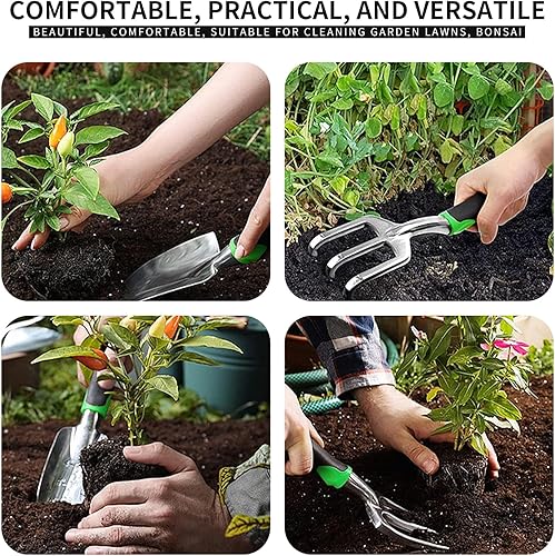 Miniatura 4 de Juego de herramientas de jardinería, 8 kits de jardín de alta resistencia, incluyendo podadoras, guantes, rastrillos, palas, etc. Herramientas