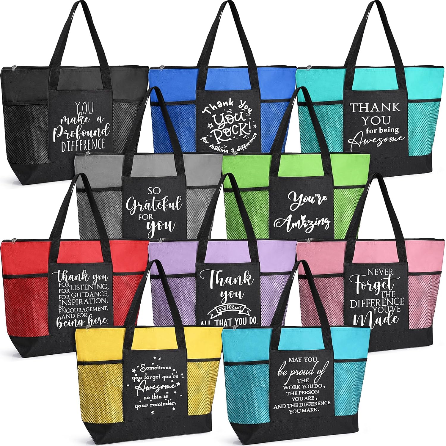 Paterr 10 Pcs Thank You Tote Bags Bulk for Women Appreciation Gift for Employee Teachers Coworker CNA Nurse Staff