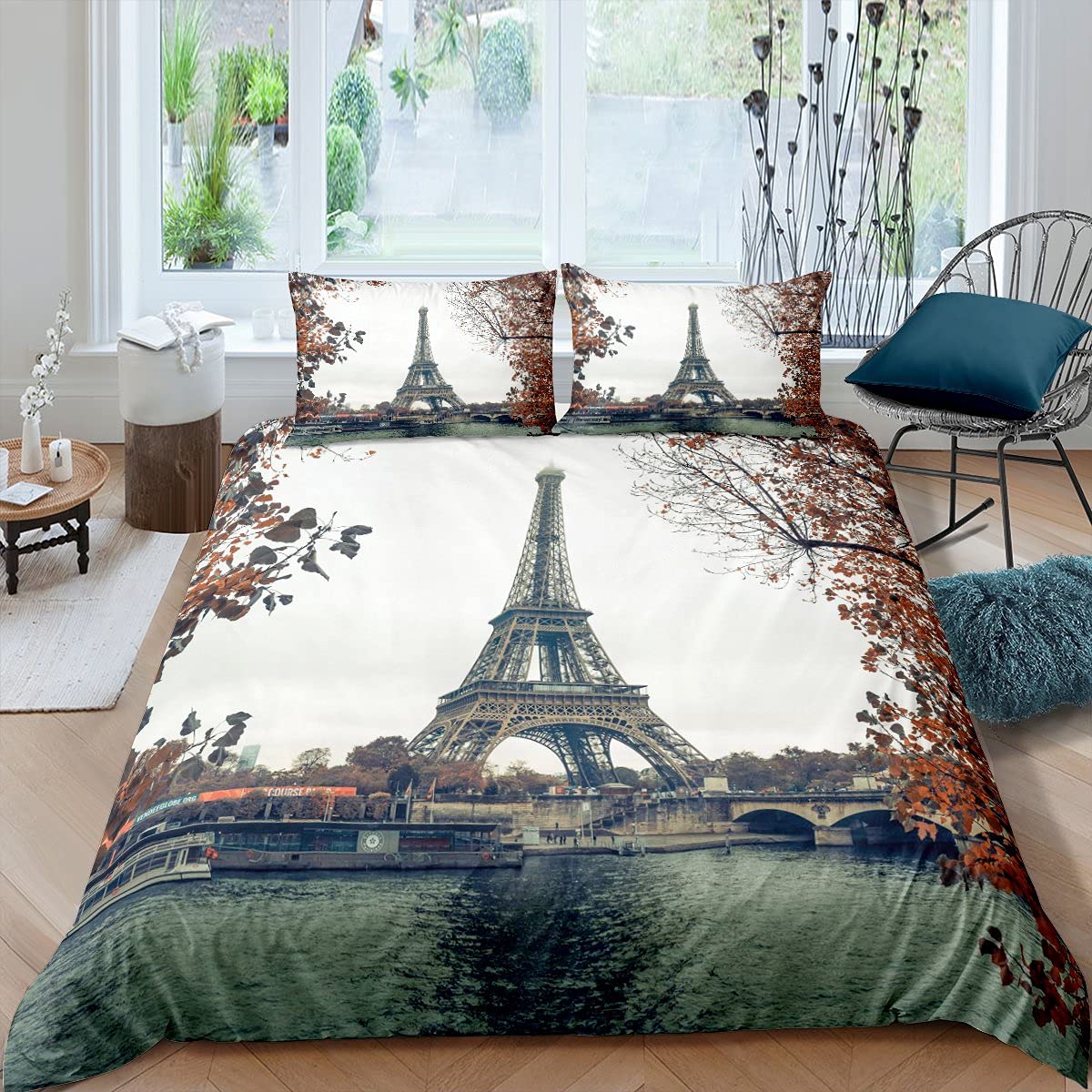 Housse de couette Tour Eiffel parure de lit ultra douce au tissage de qualité supérieure pour adulte
