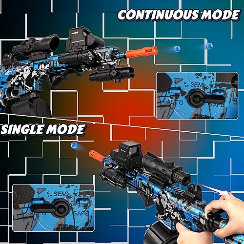 Miniatura 3 de Juguete eléctrico automático de bolas de gel, modo dual y recargable por USB, estilo táctico con azul camuflaje, divertido regalo seguro para niños