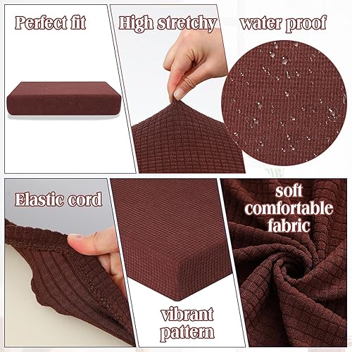 Miniatura 3 de Newwiee 12 fundas de cojín elásticas impermeables para exteriores, juego de fundas de sofá, funda de asiento de sofá, funda de cojín suave y