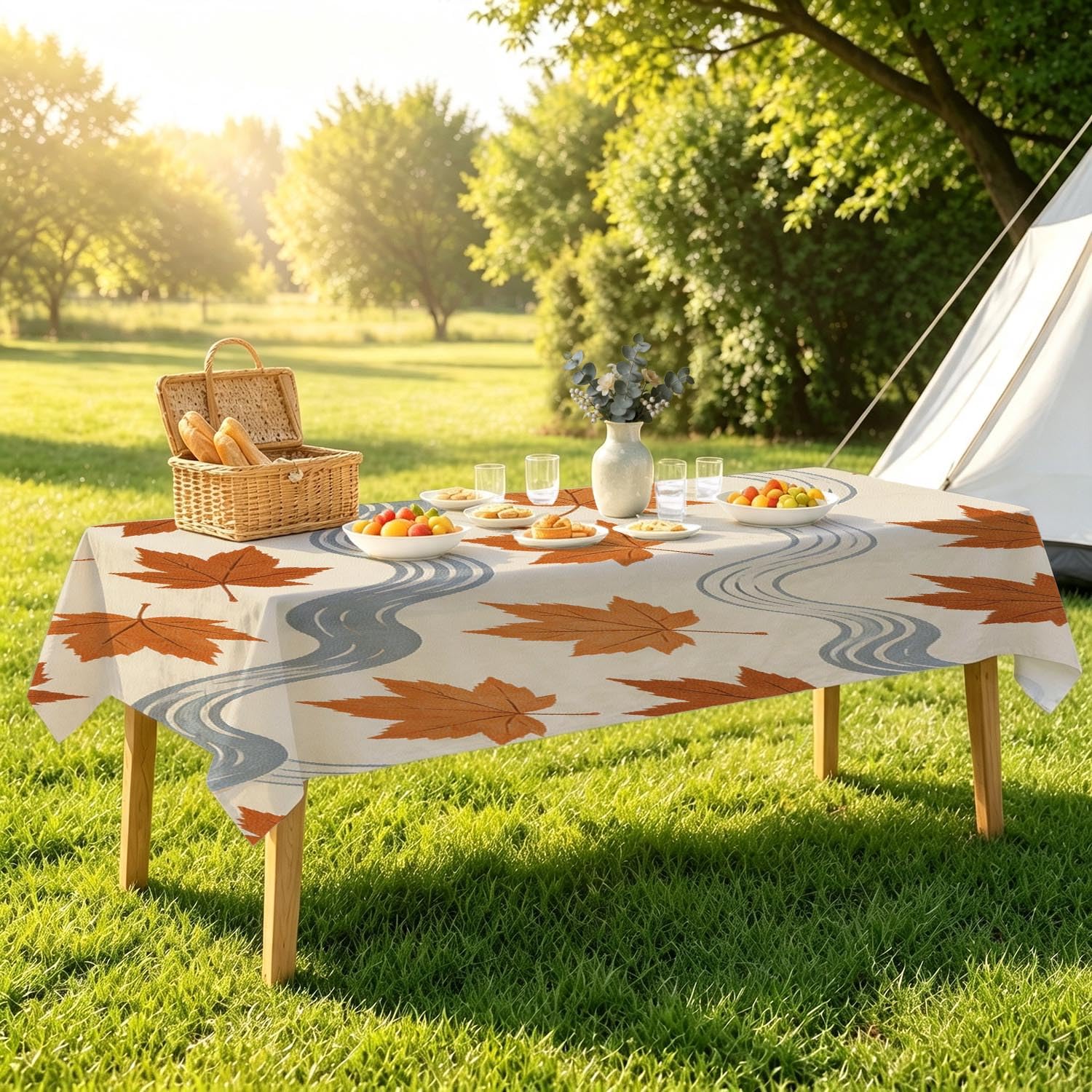 Tovaglia Antimacchia Rettangolare 350x150 cm Foglie D’Acero Autunnali